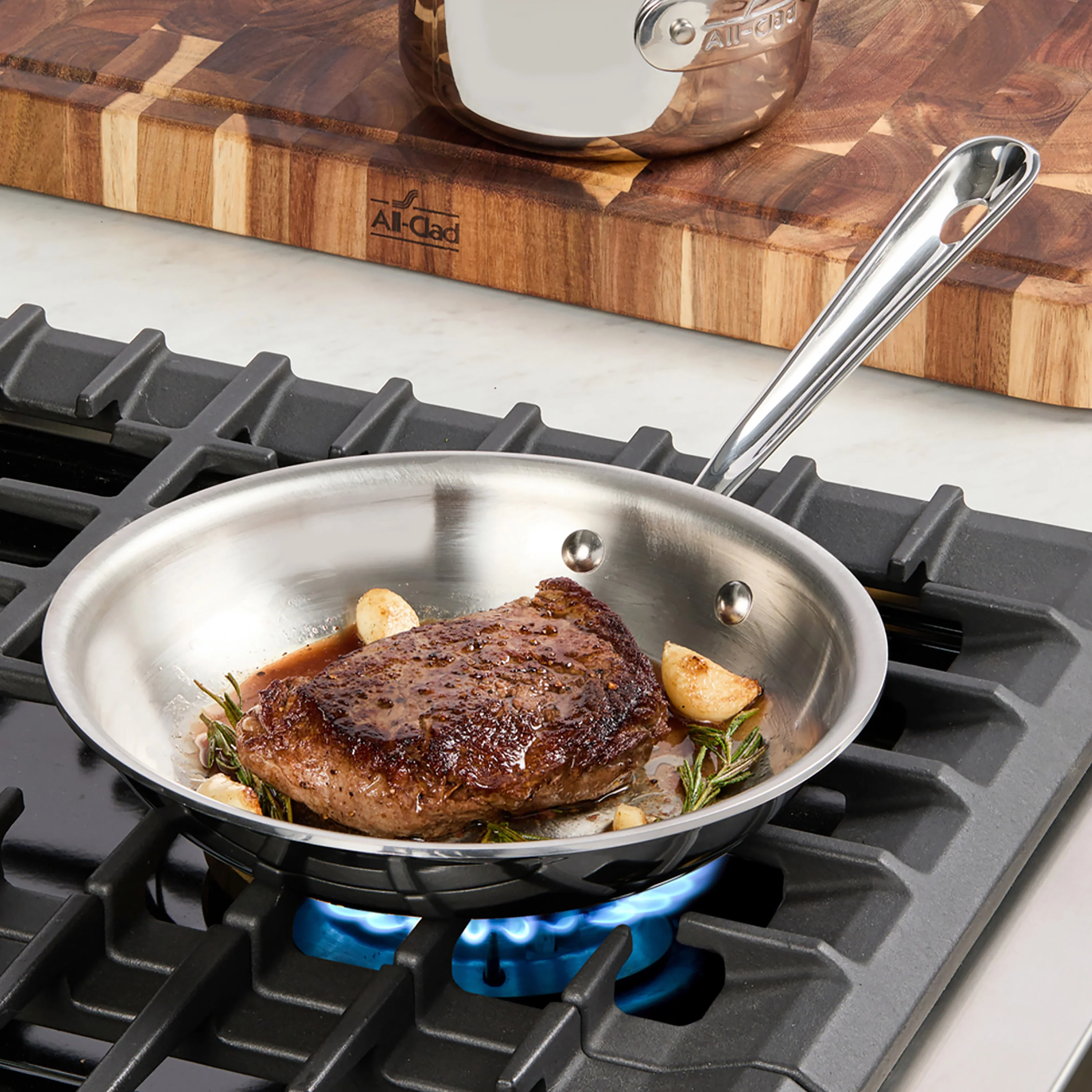 All-Clad d3 Stainless 8 & 10" Fry Pan Set - Image 4
