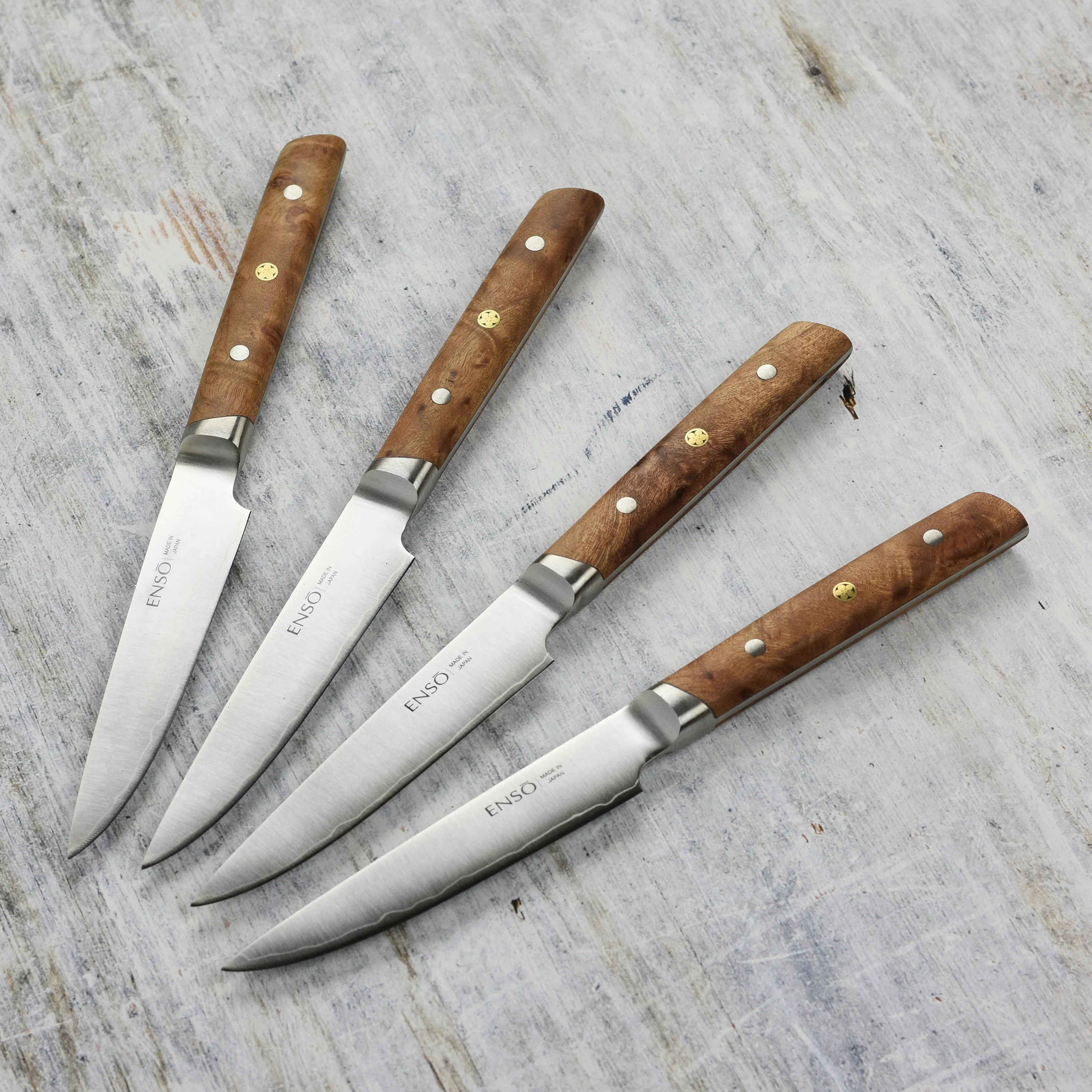 Enso Modern 4 Piece Steak Knife Set, Dark Birchwood - Image 6