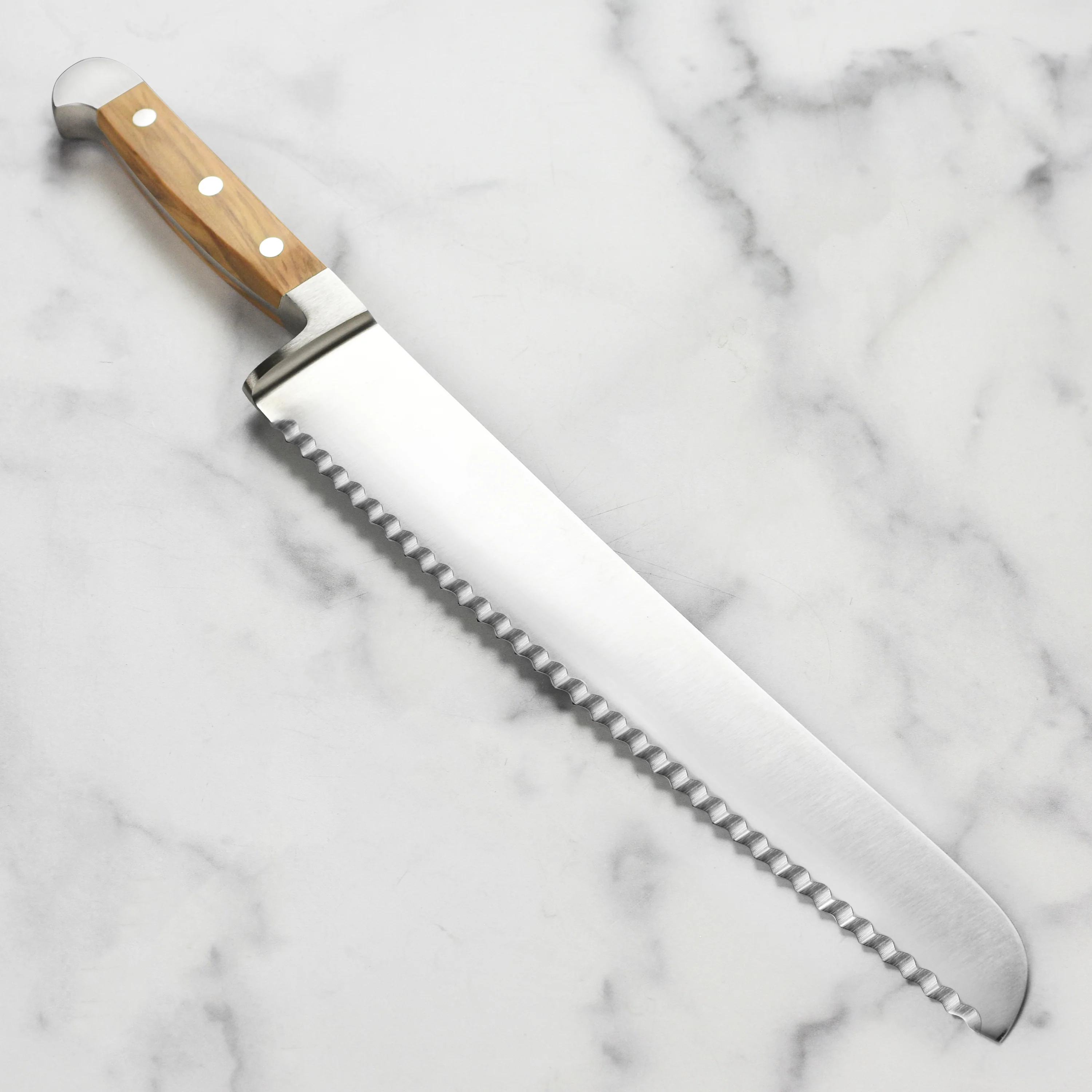 Franz Gude 12.6" Large Bread Knife with Olive Wood Handle, Ambidextrous - Image 7