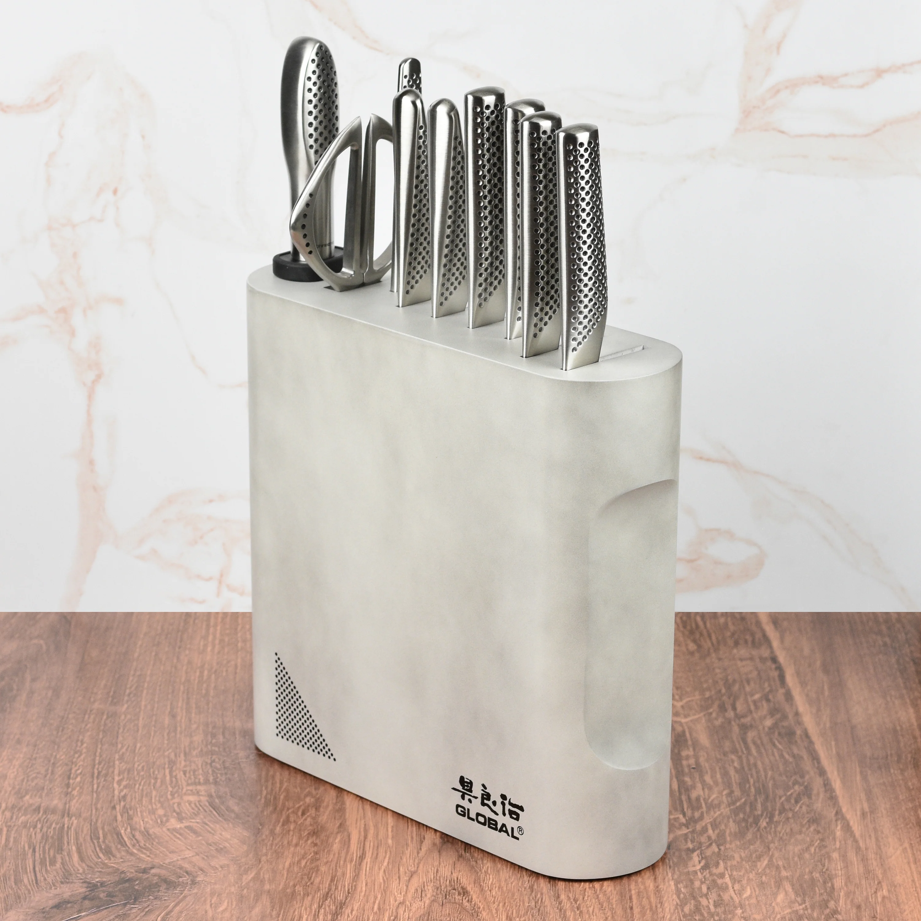 Global Kanpeki 10 Piece Knife Block Set, Cement Gray - Image 10
