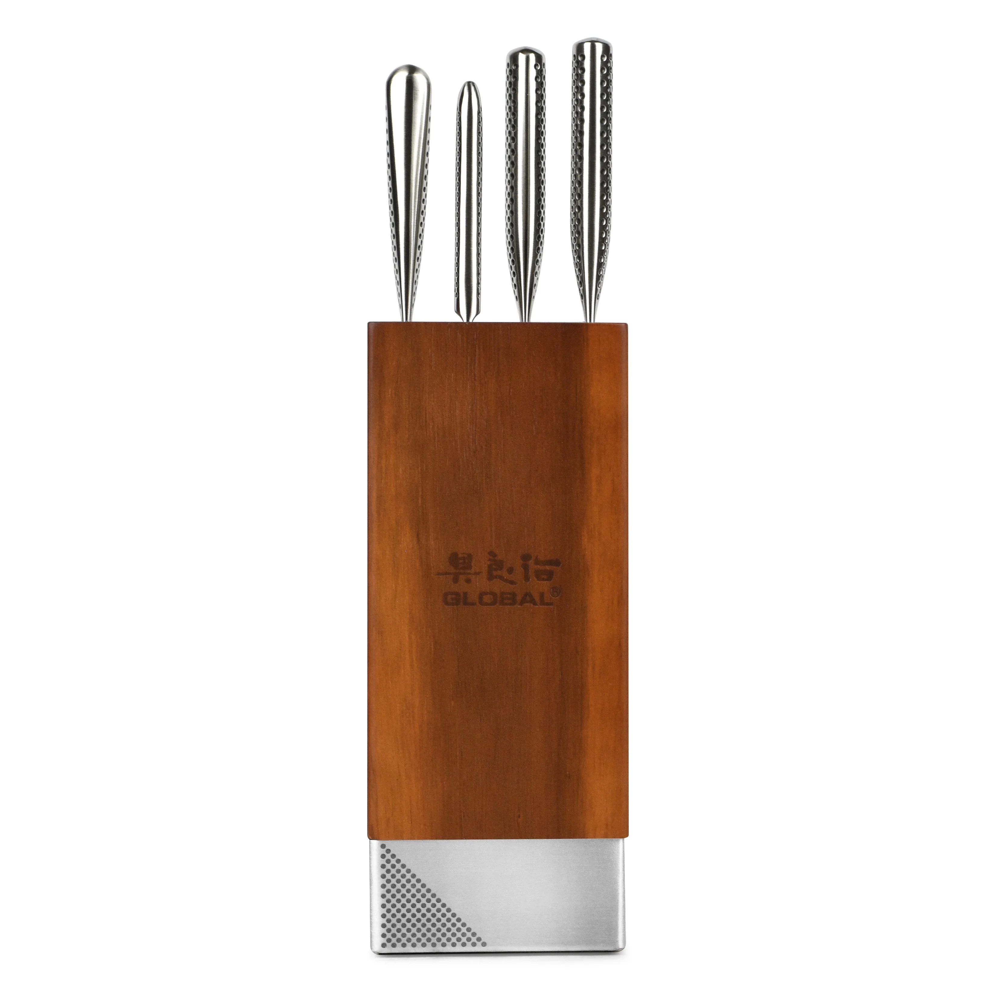 Global Toshi 5 Piece Knife Block Set, Acacia - Image 5