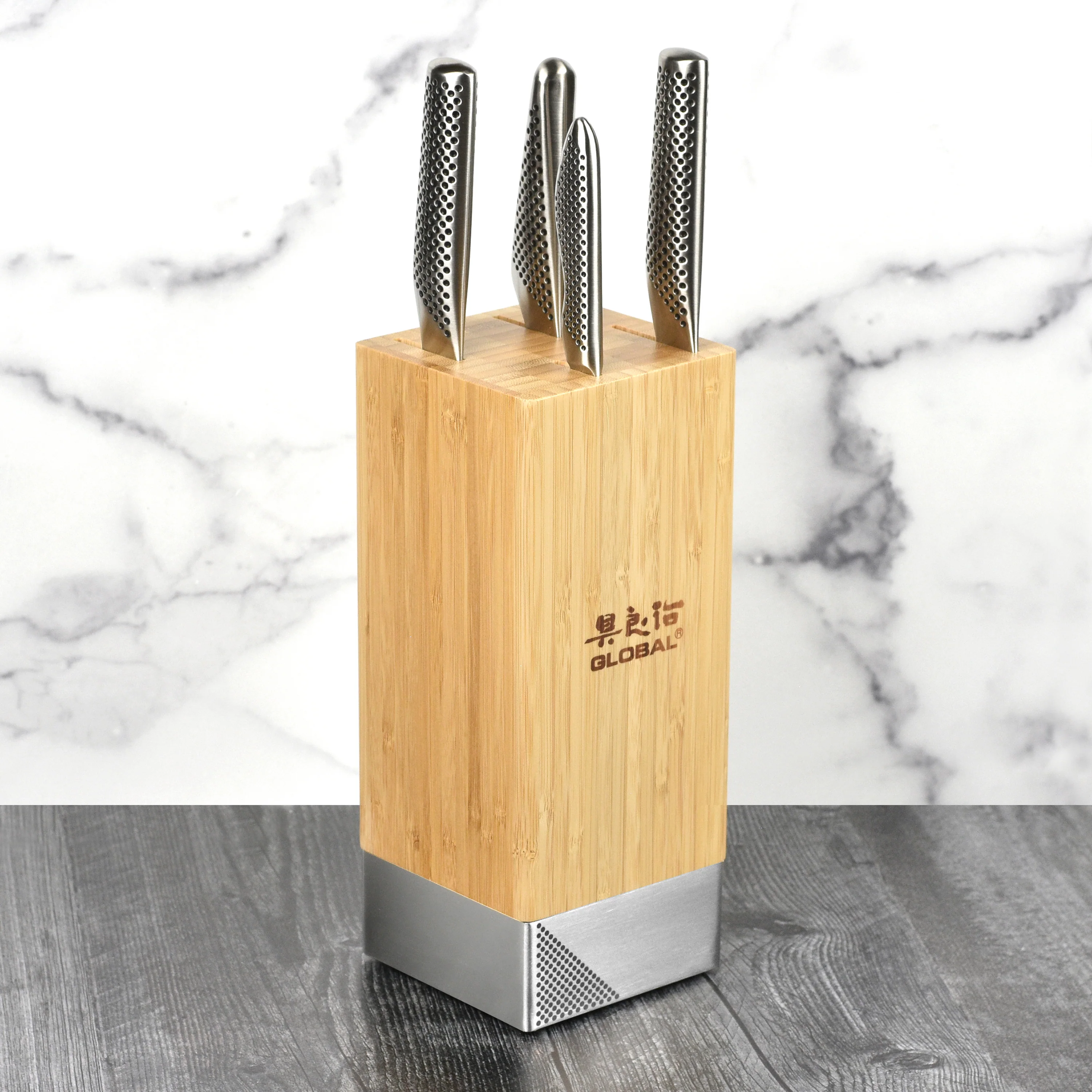 Global Toshi 5 Piece Knife Block Set, Bamboo - Image 3