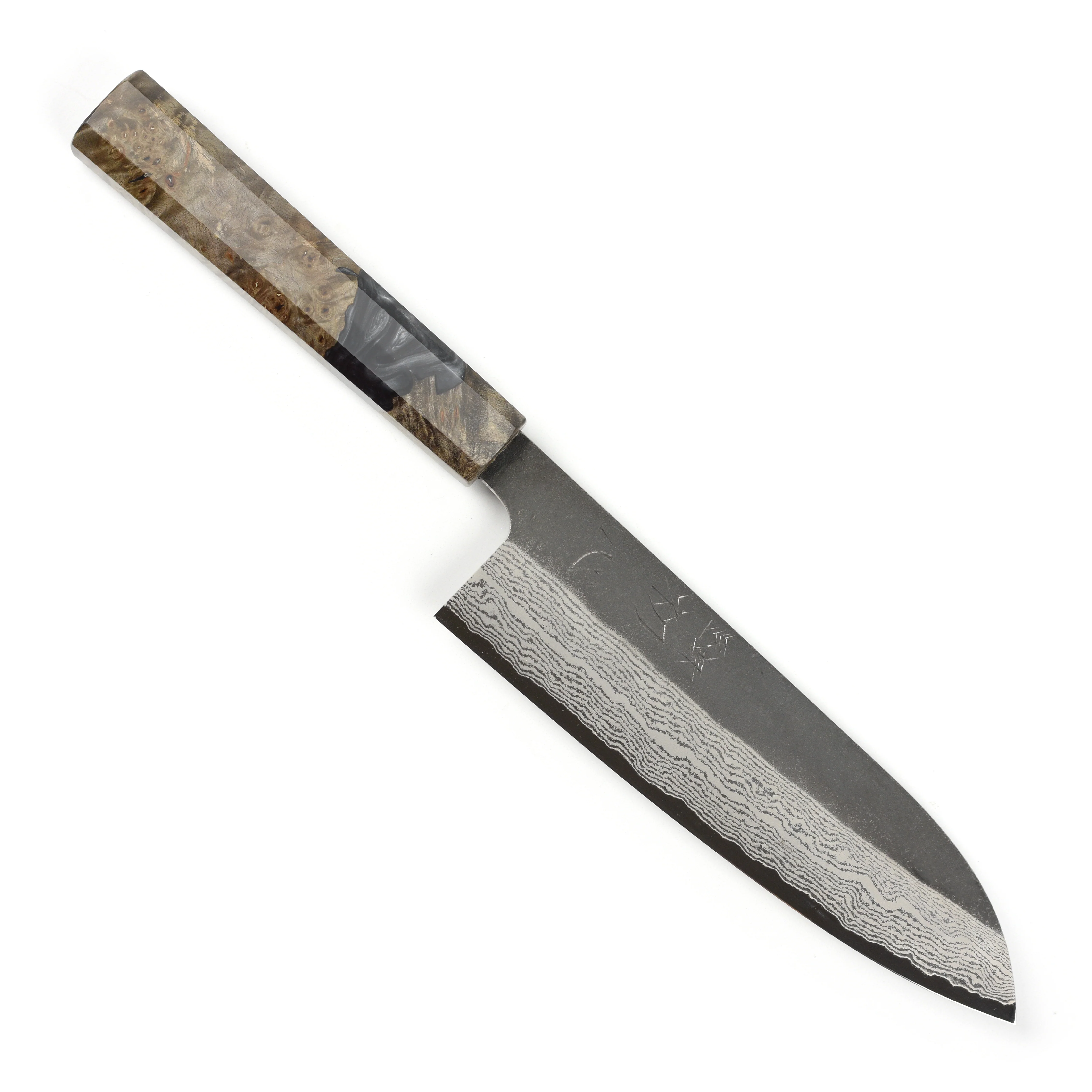 Hatsukokoro Atelier Kurouchi Damascus 6.7" Santoku - Image 9