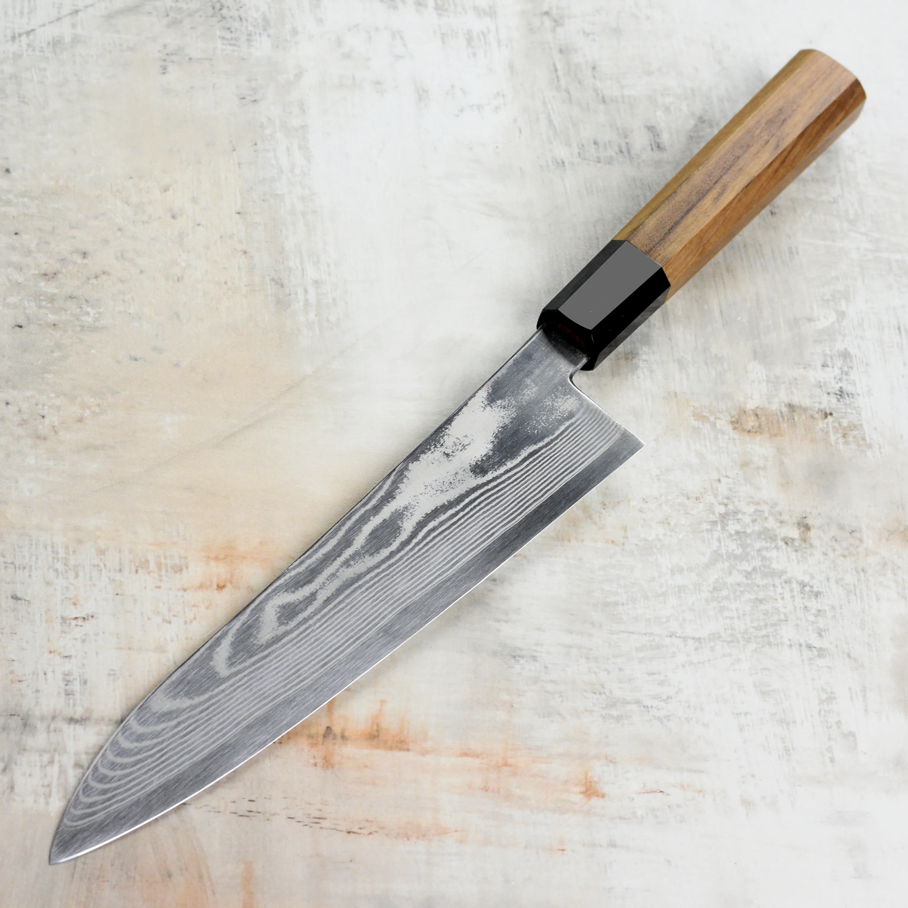 Hatsukokoro Ginsou Ginsan Damascus 8.25" Gyuto - Image 6