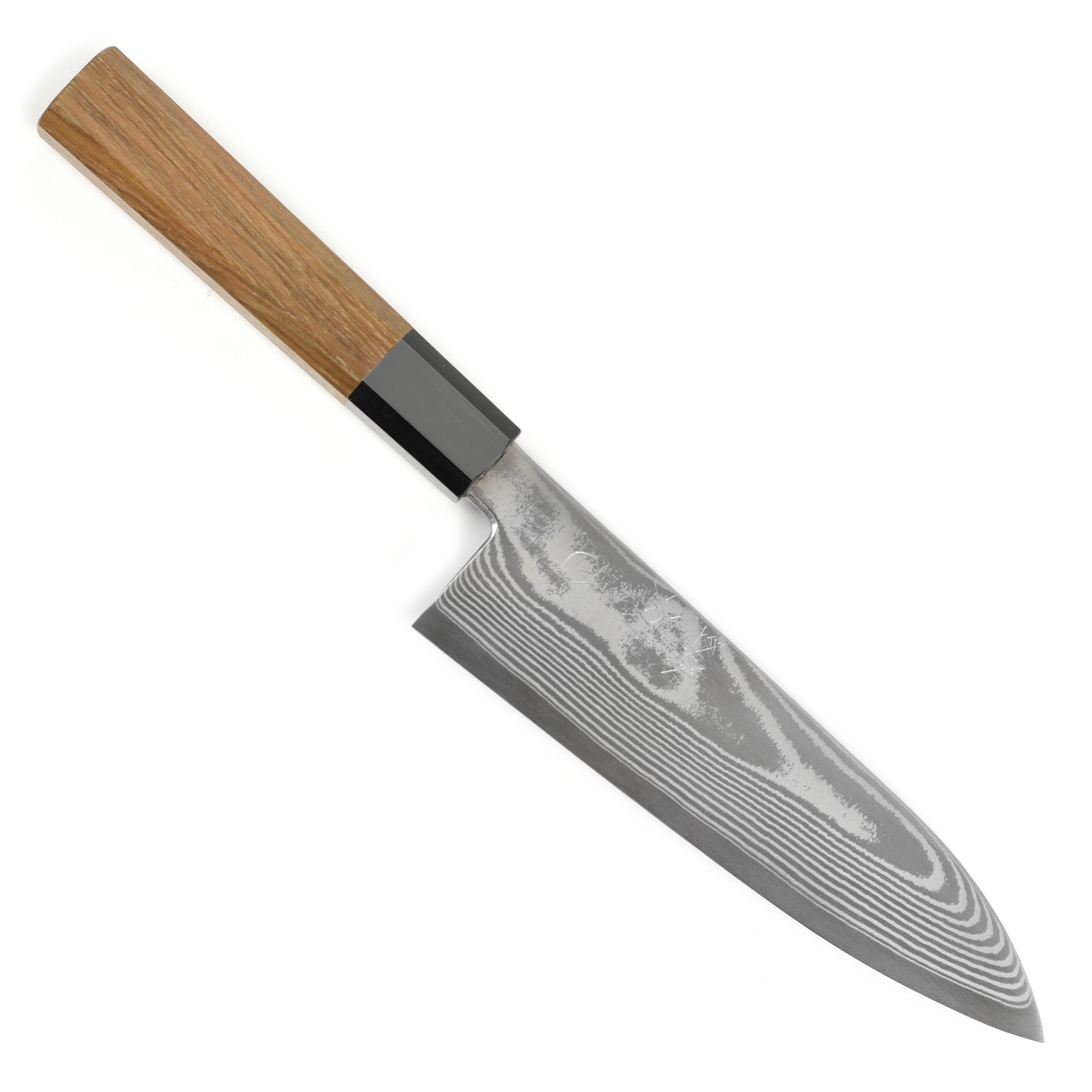 Hatsukokoro Ginsou Ginsan Damascus 7" Santoku - Image 5