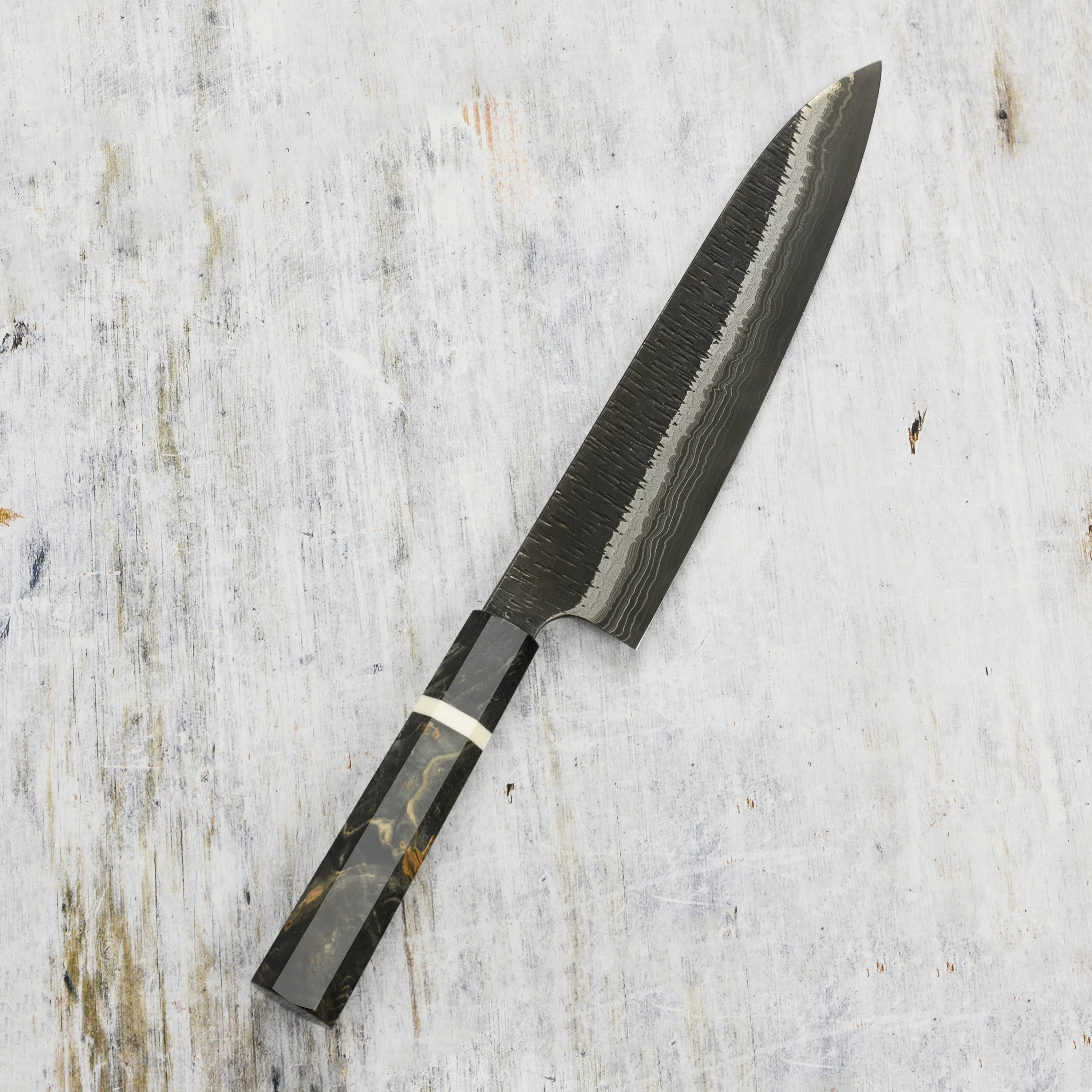 Hatsukokoro x Nigara Itadaki Coreless Damascus 9.4" Gyuto - Image 8