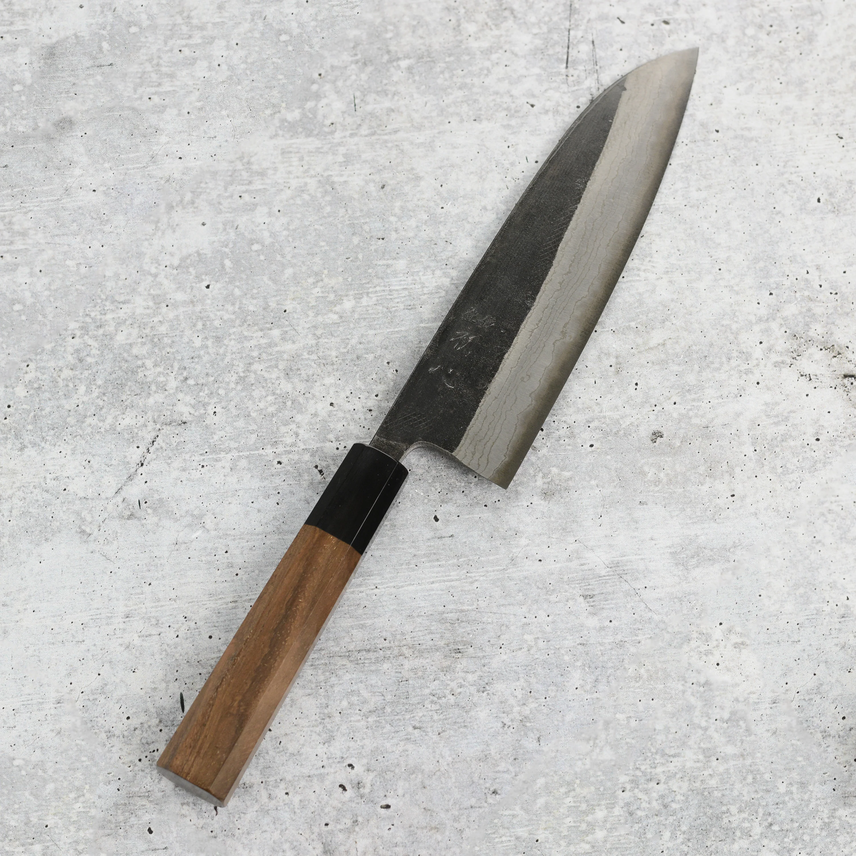 Hatsukokoro Kumokage Aogami Kurouchi Damascus 7" Santoku - Image 6