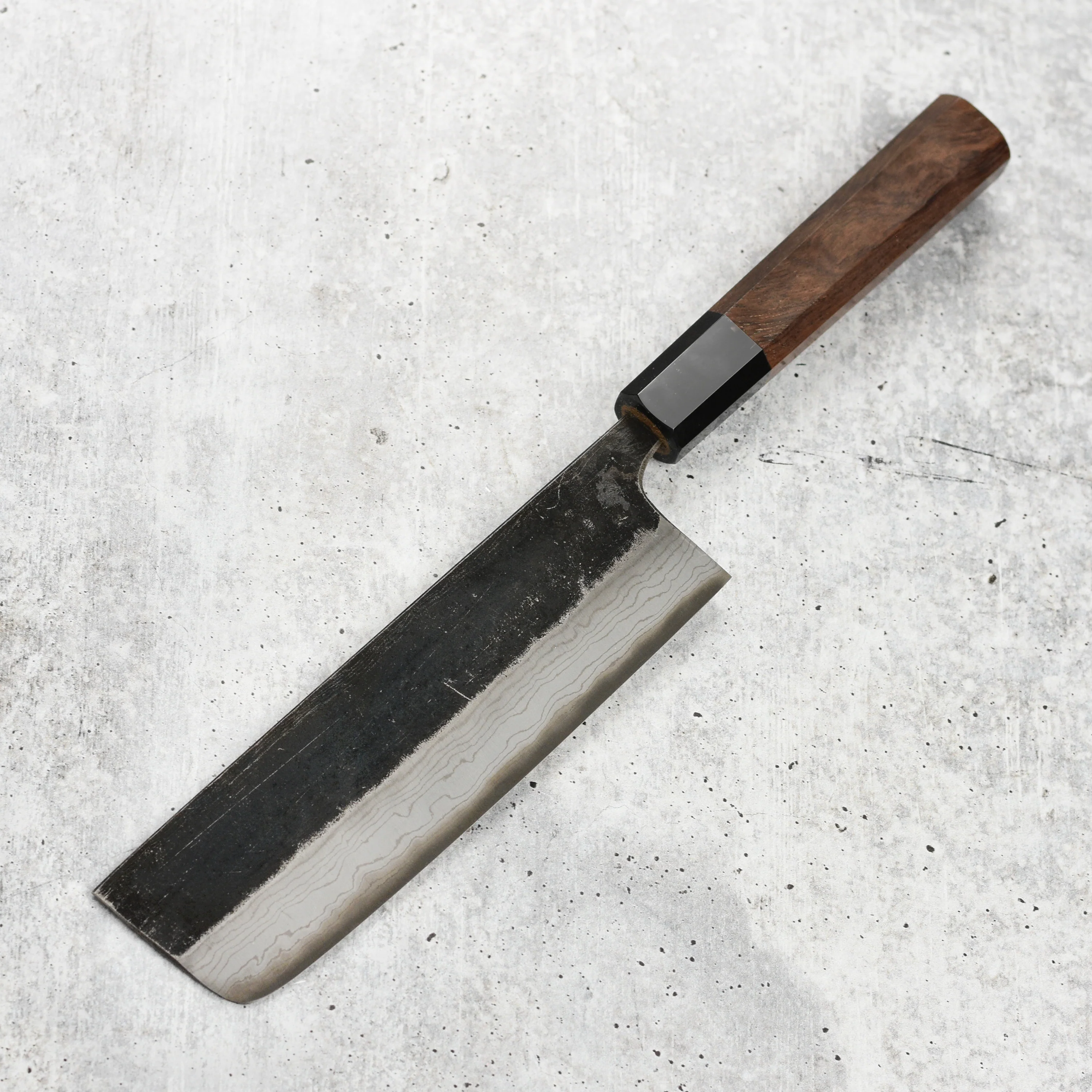 Hatsukokoro Kumokage Aogami #2 Kurouchi Damascus 6.5" Nakiri - Image 5