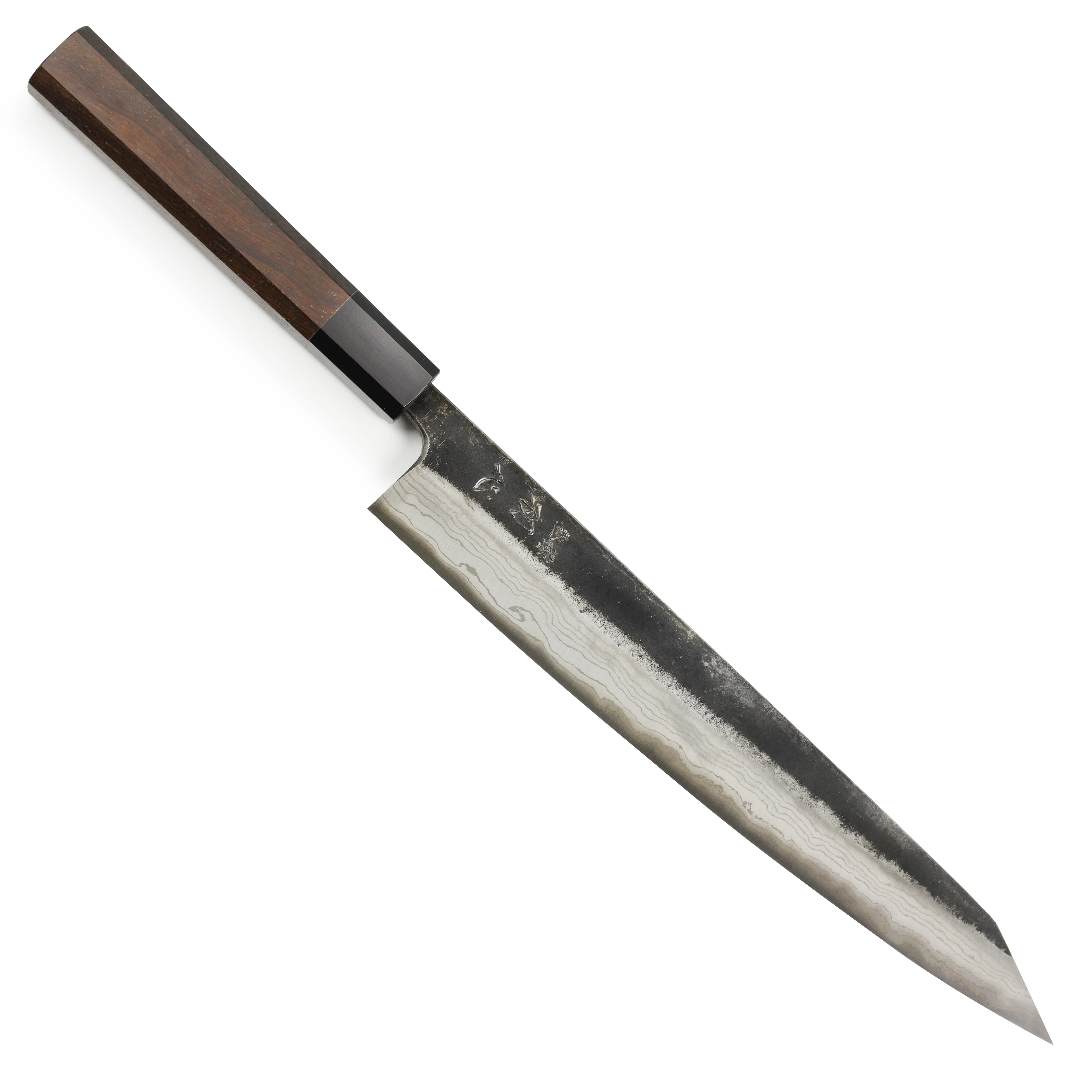 Hatsukokoro Kumokage Aogami #2 Kurouchi Damascus 9.8" Sujihiki - Image 5