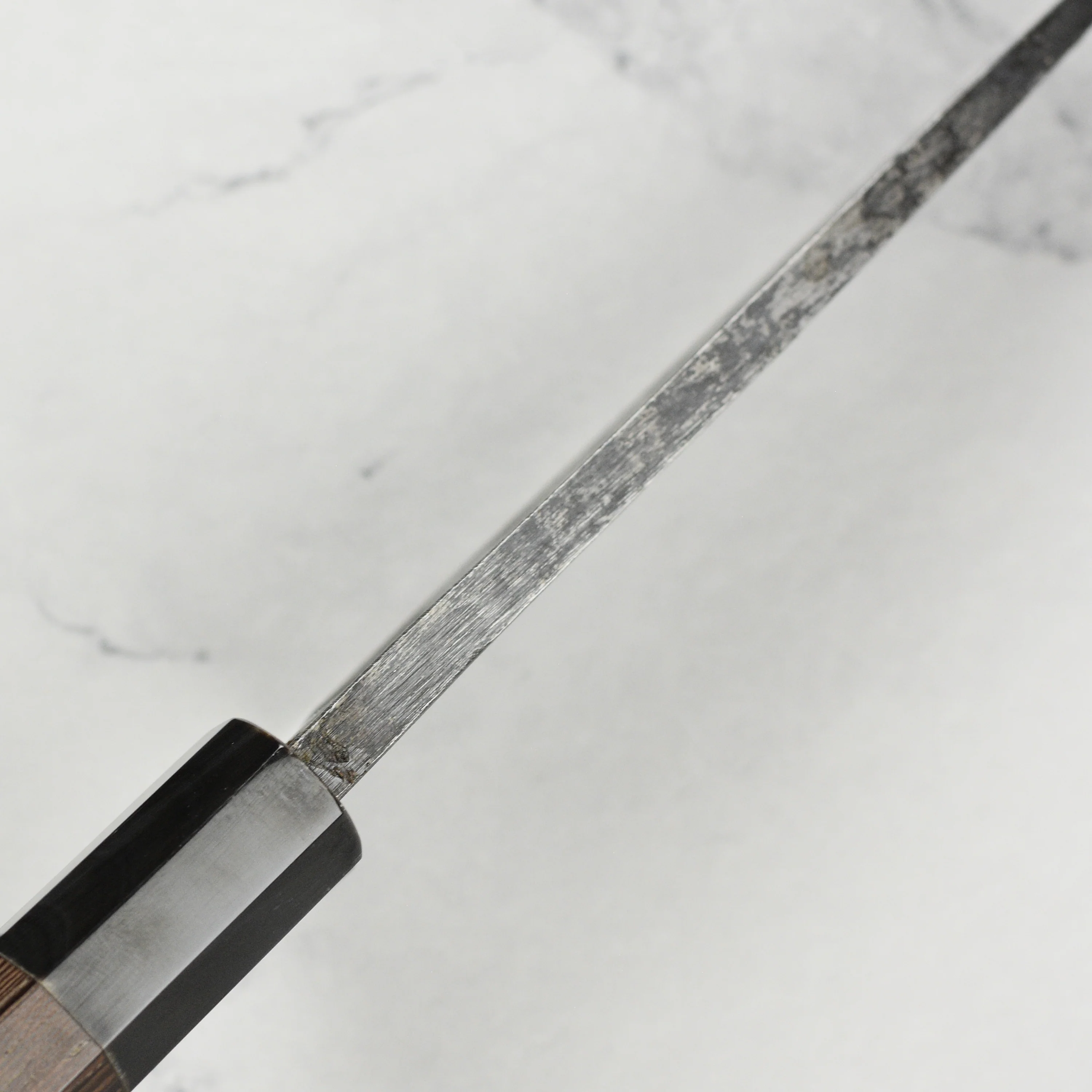 Hatsukokoro Kurokaze Aogami #2 Kurouchi 5.9" Double Bevel Deba, Wenge - Image 4