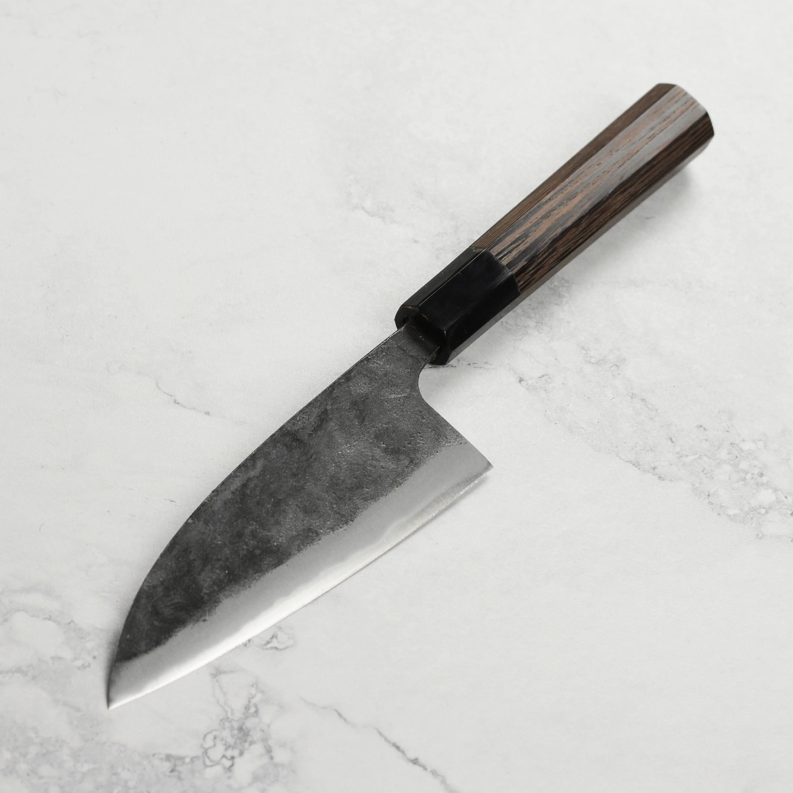 Hatsukokoro Kurokaze Aogami #2 Kurouchi 5.9" Double Bevel Deba, Wenge - Image 6