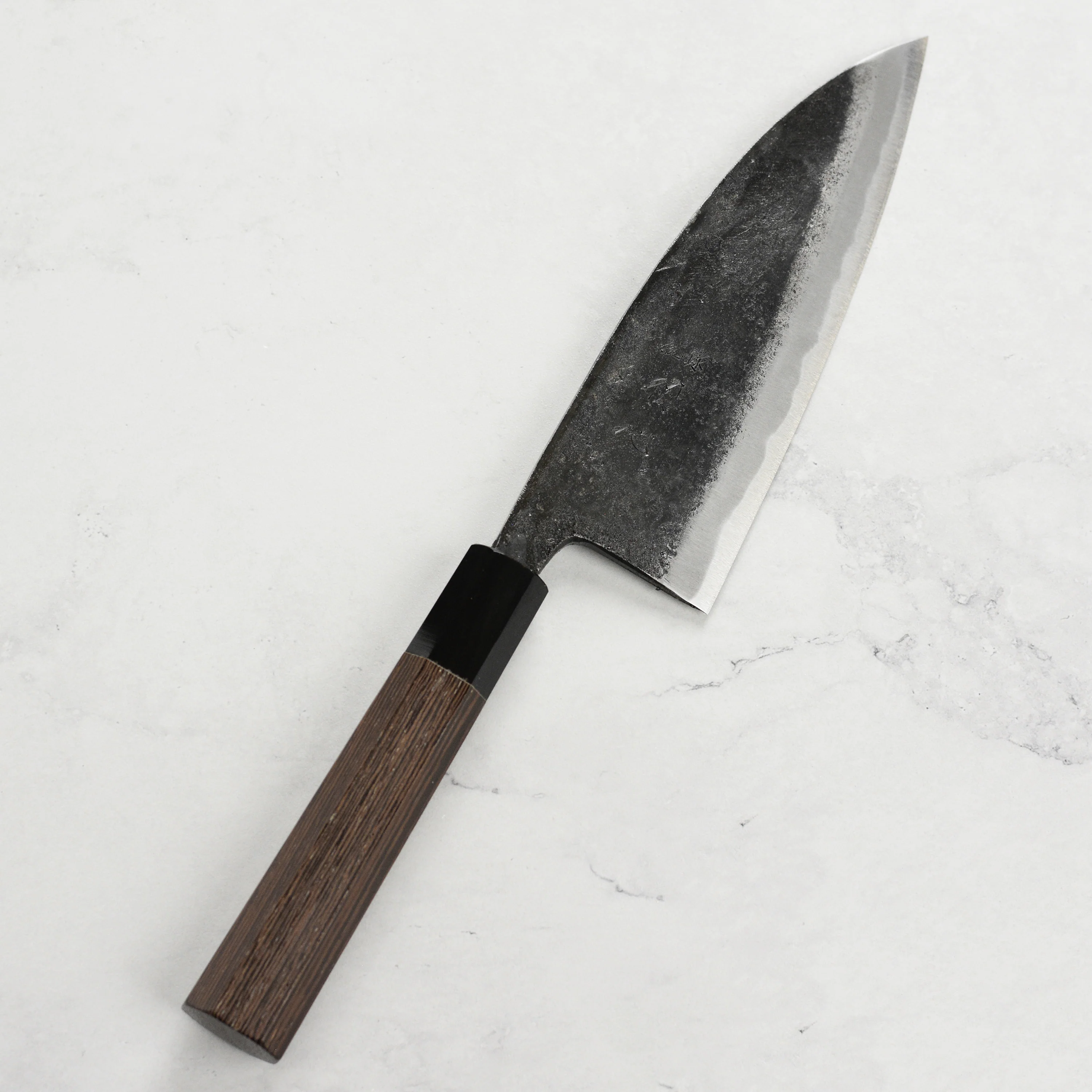 Hatsukokoro Kurokaze Aogami #2 Kurouchi 6.5" Double Bevel Deba, Wenge - Image 4