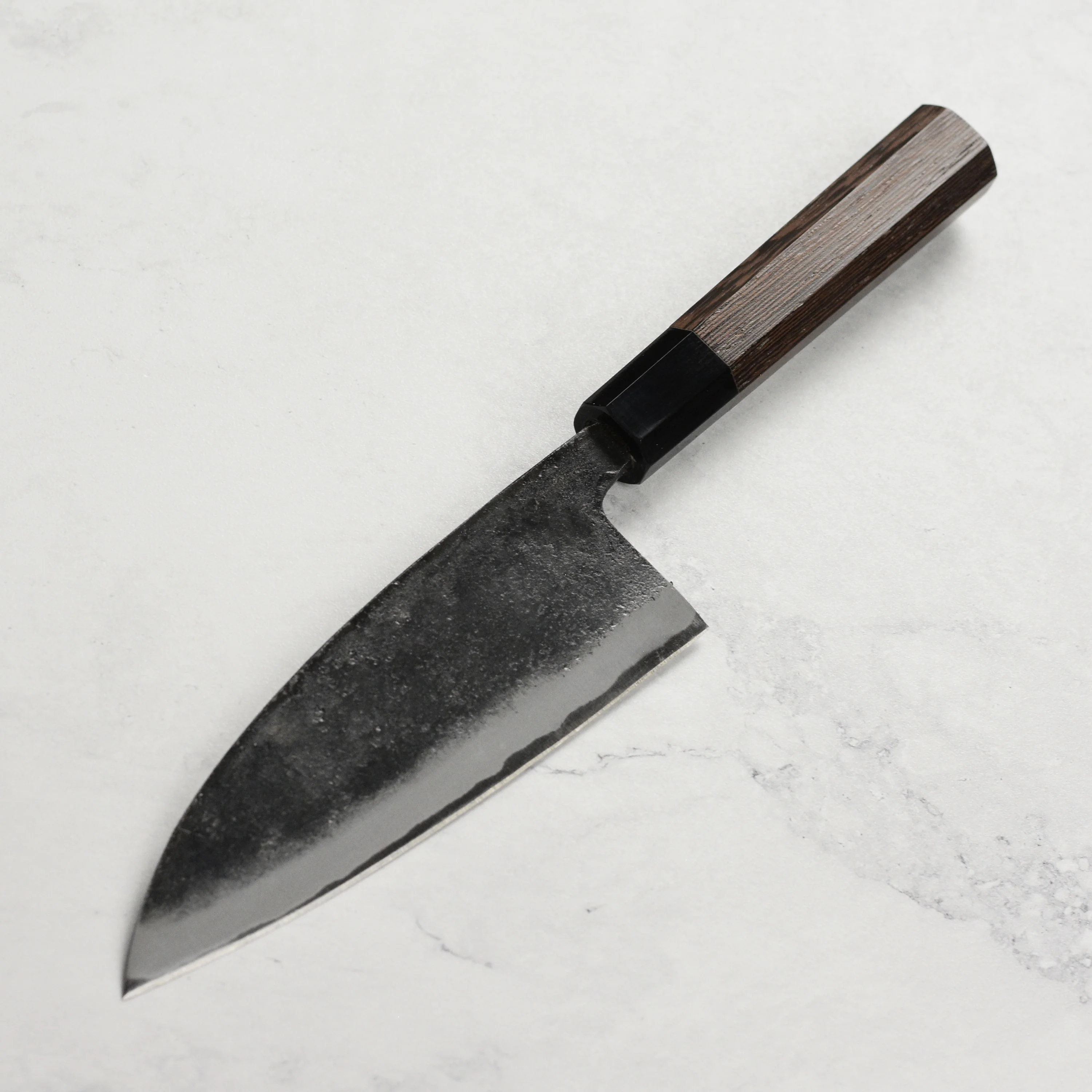 Hatsukokoro Kurokaze Aogami #2 Kurouchi 6.5" Double Bevel Deba, Wenge - Image 6