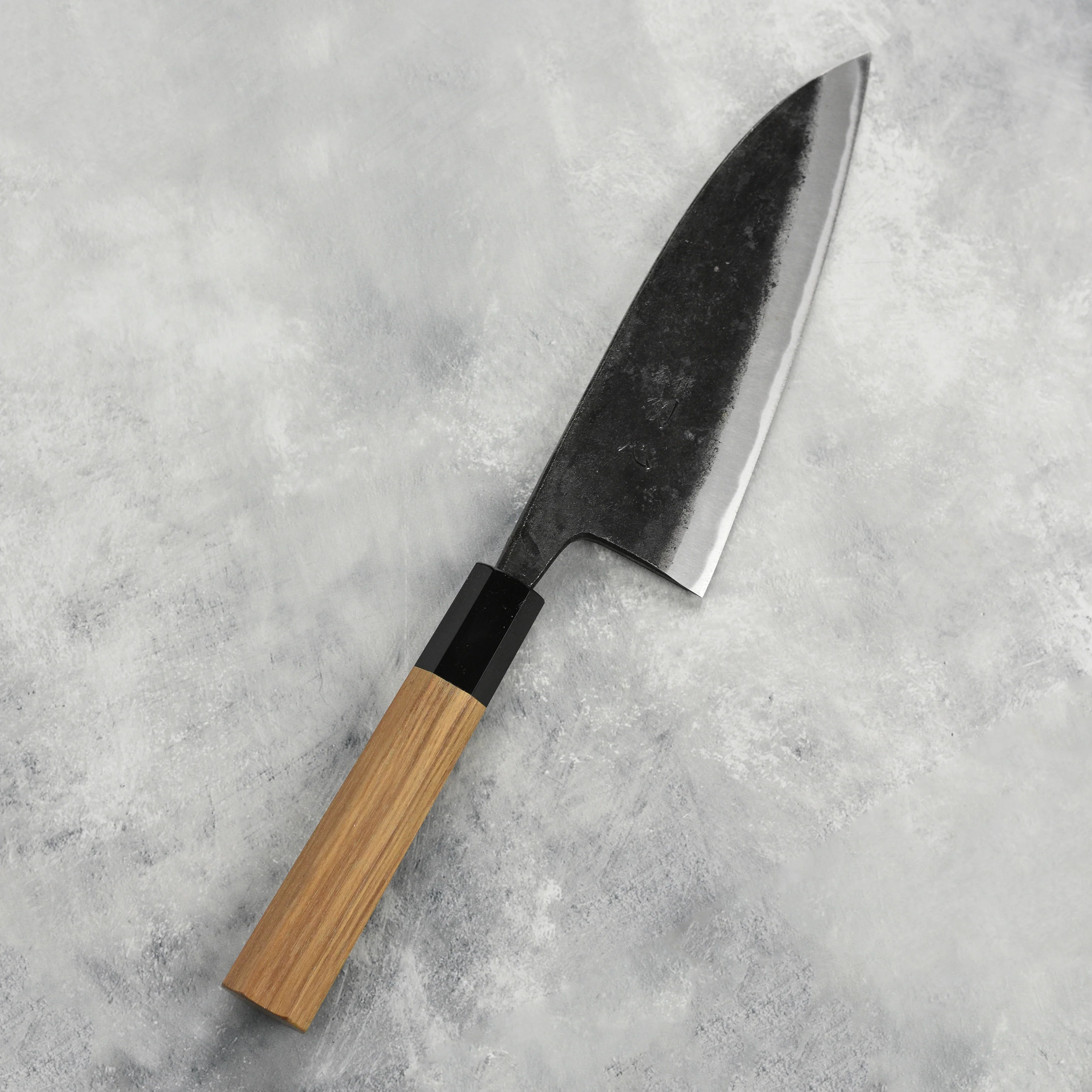Hatsukokoro Kurokaze Aogami #2 Kurouchi 6.5" Double Bevel Deba, Teak - Image 8