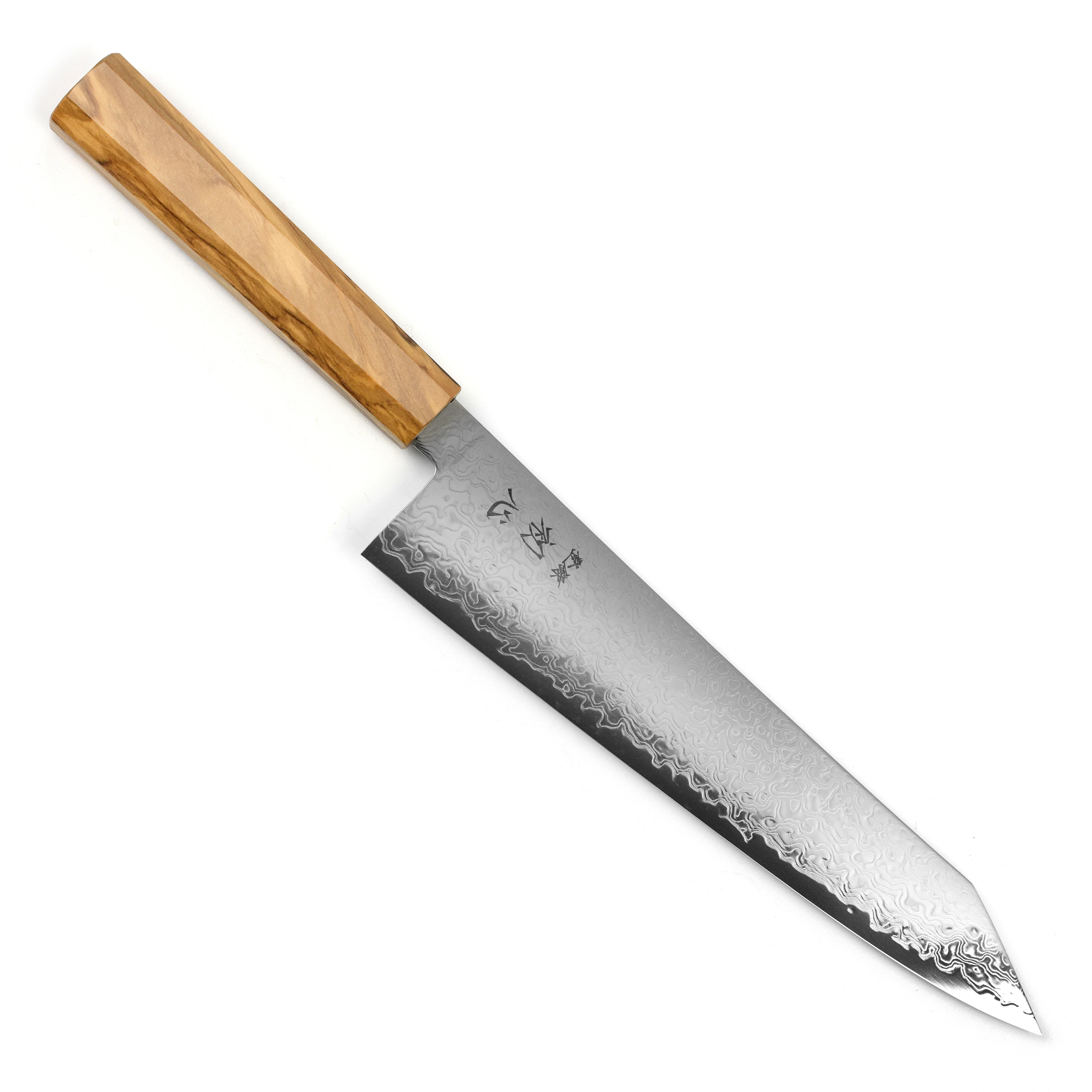 Hatsukokoro Ryuhyo SG2 Damascus 9.4" Kiritsuke Gyuto, Olivewood - Image 9