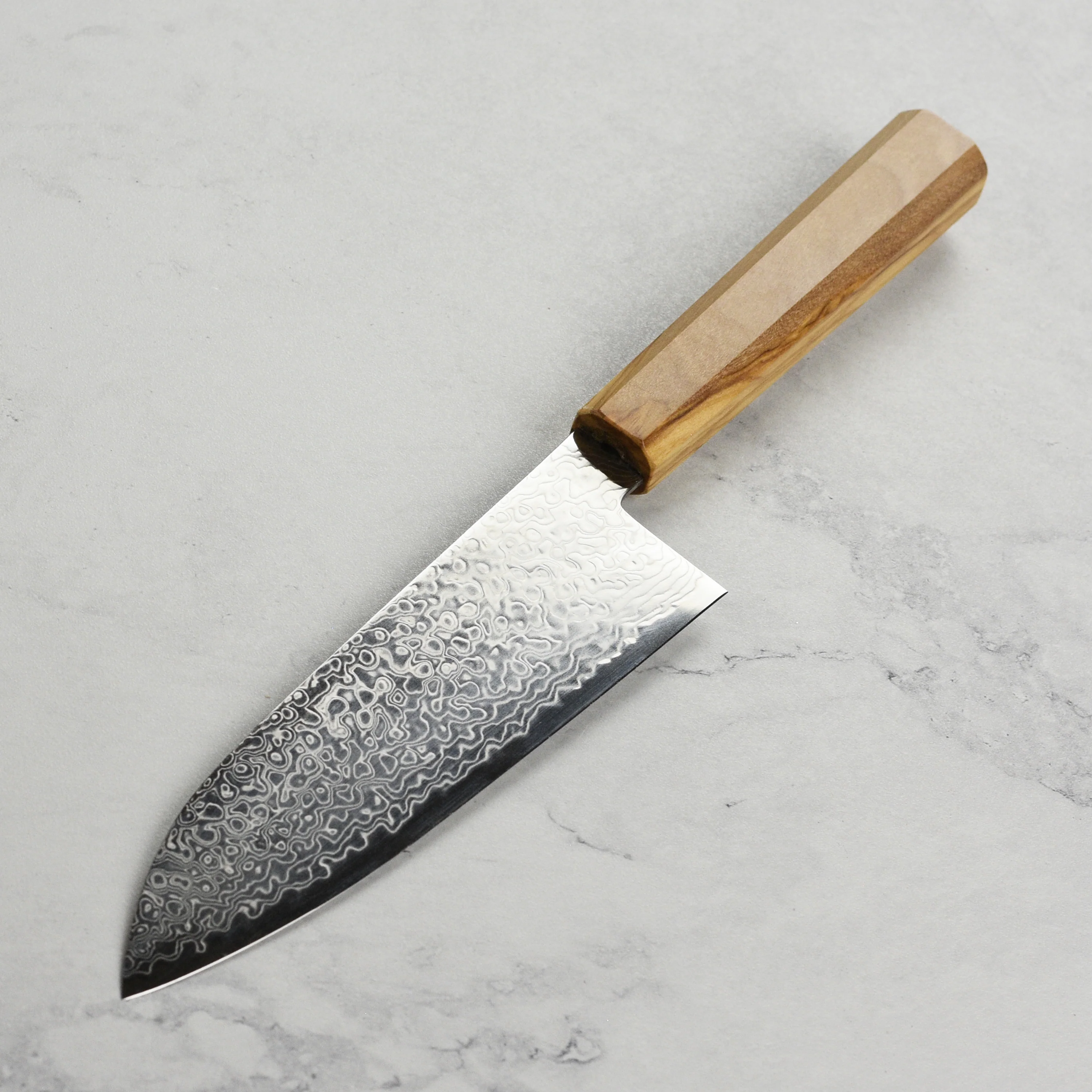 Hatsukokoro Ryuhyo SG2 Damascus 7" Santoku - Image 6