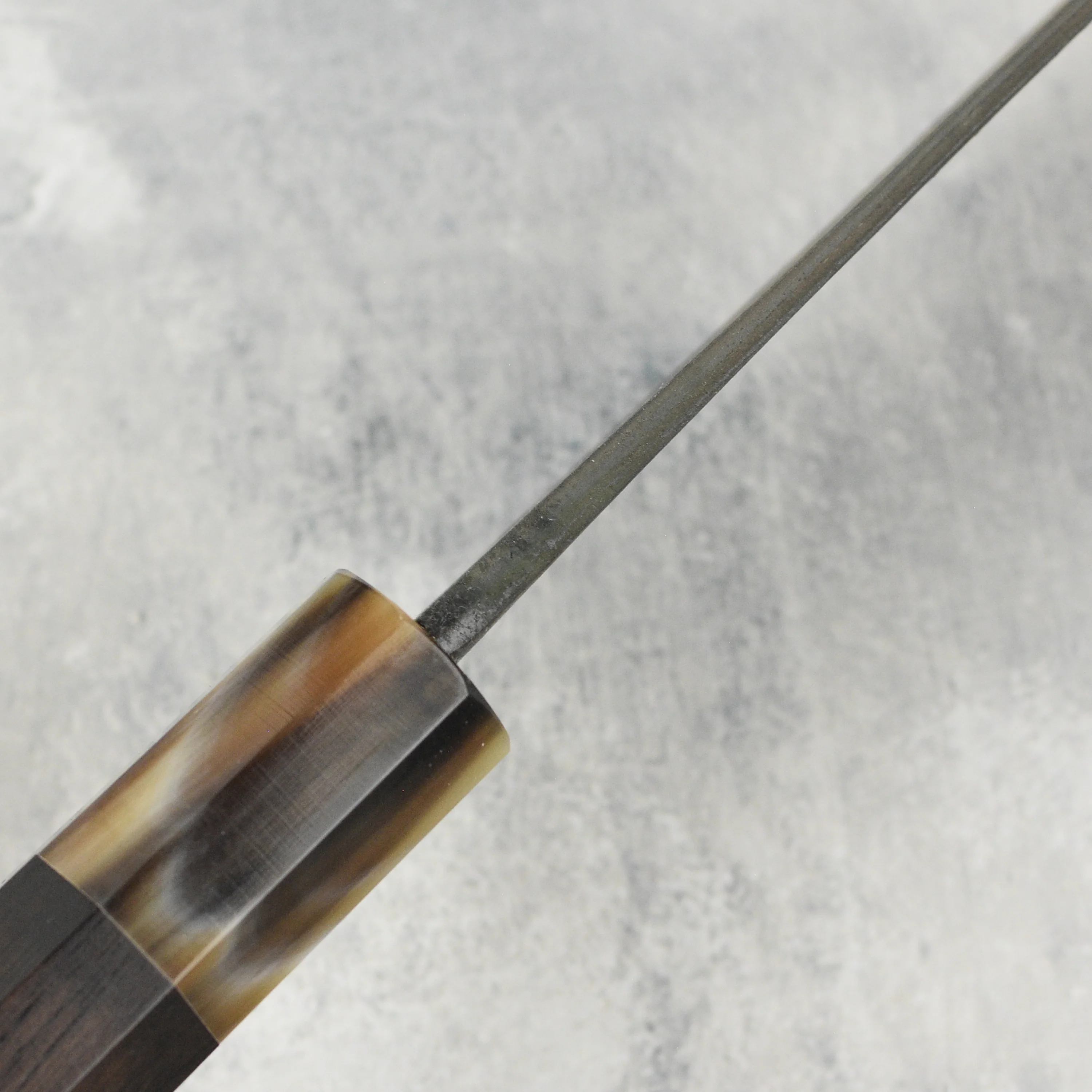 Hatsukokoro Shinkiro Aogami Super Kurouchi Damascus 9.4" Gyuto, Ebony with Ferrule - Image 3