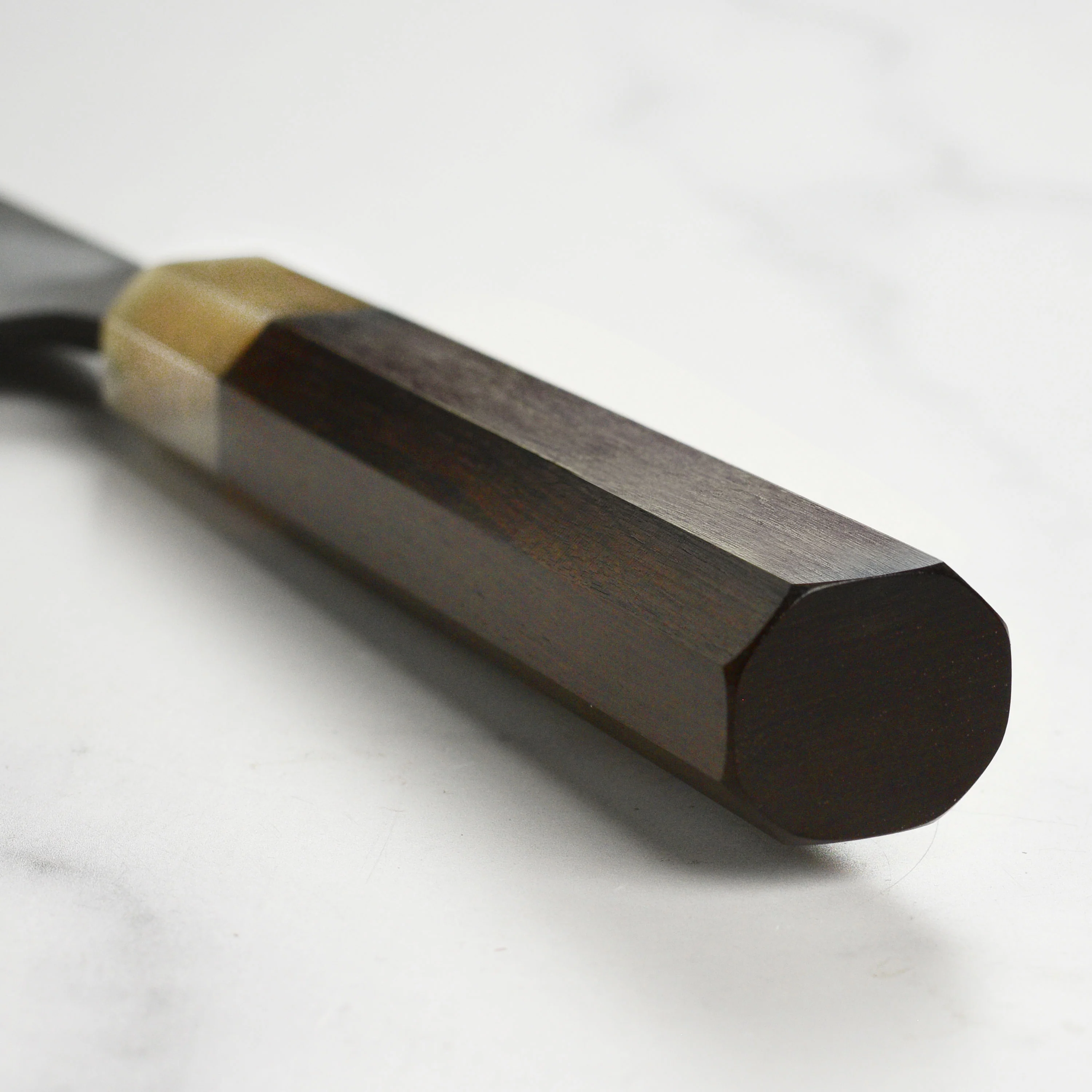 Hatsukokoro Shinkiro Aogami Super Kurouchi Damascus 8.25" Gyuto, Ebony with Ferrule - Image 2
