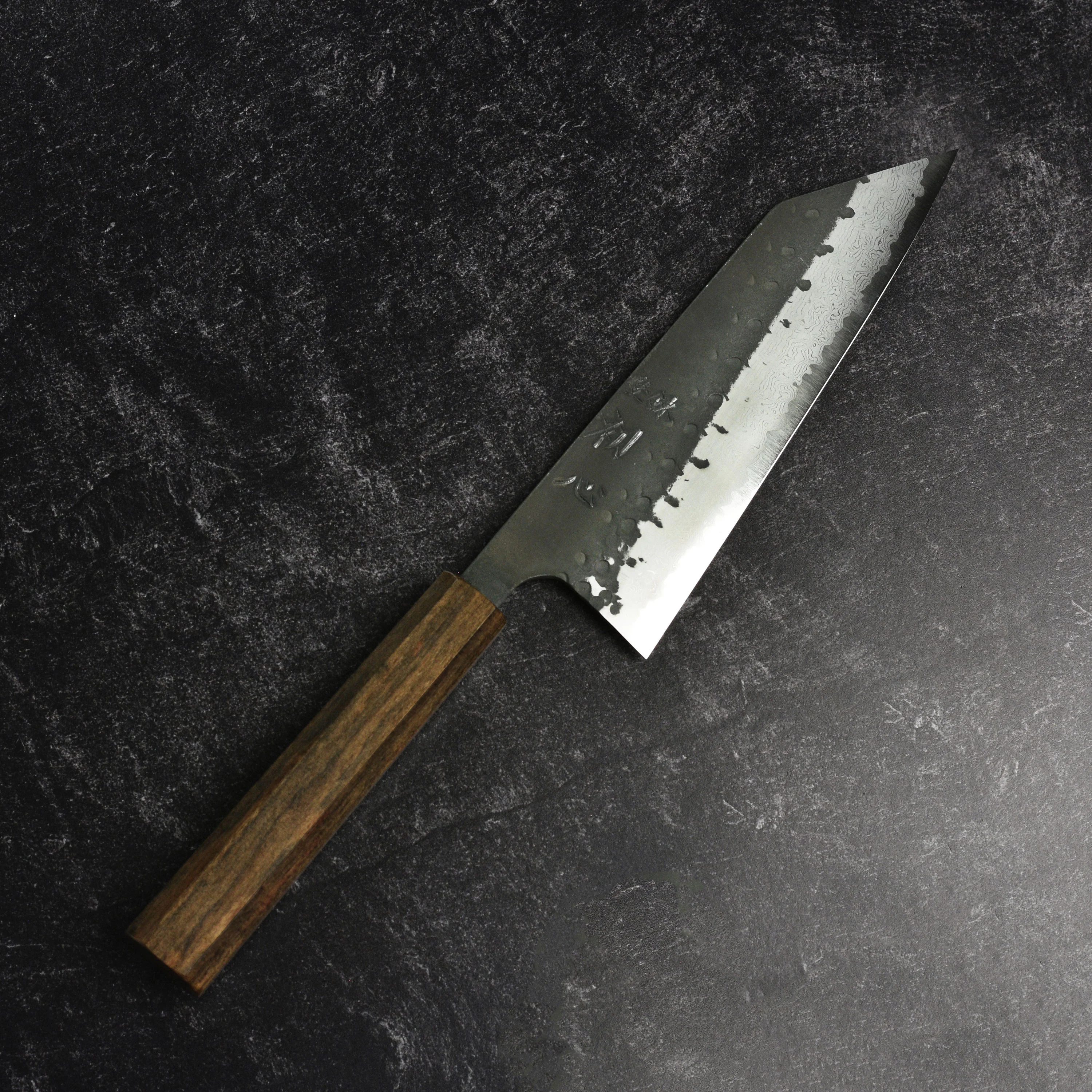 Hatsukokoro Shinkiro Aogami Super Kurouchi Damascus 6.5" Bunka, Bubinga - Image 6