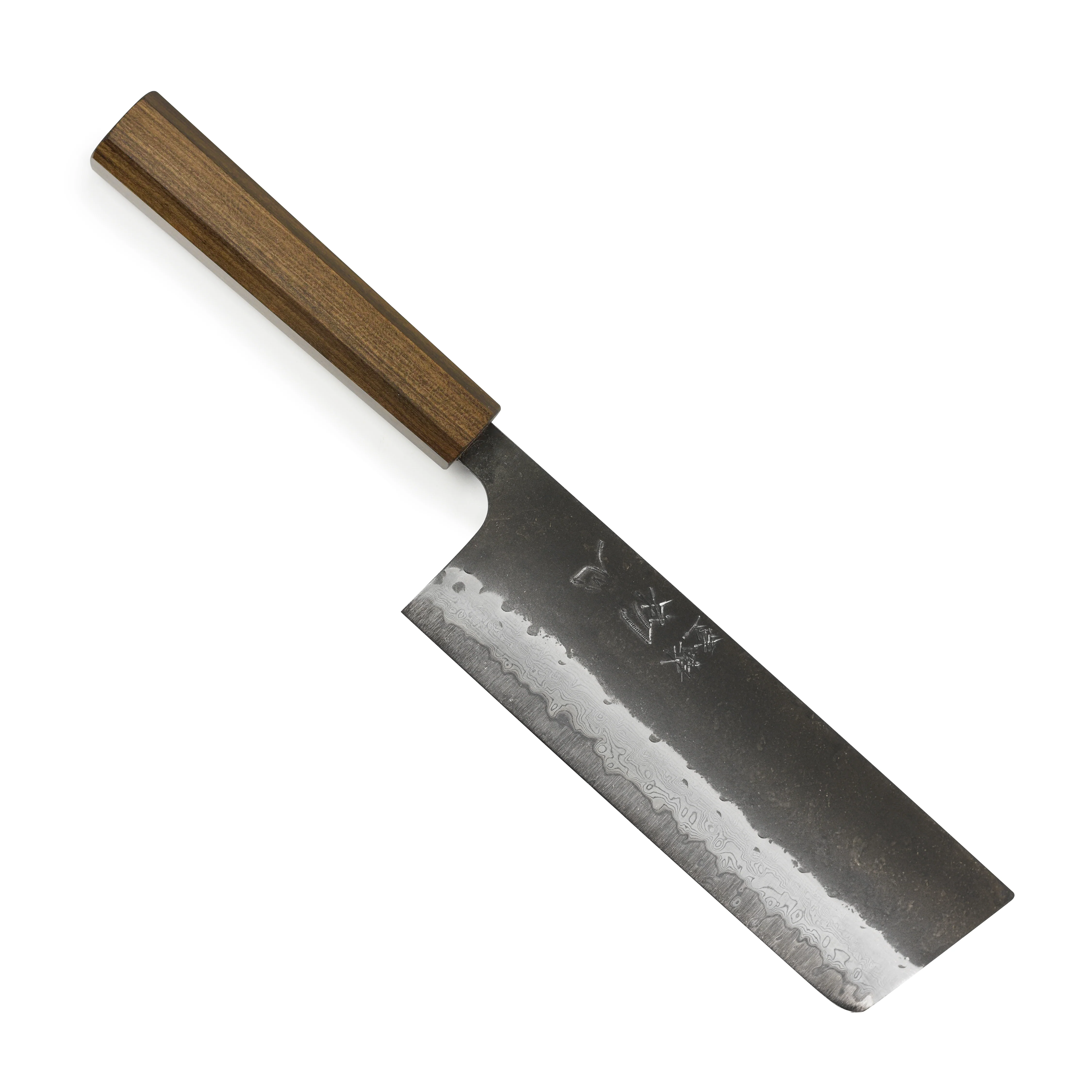 Hatsukokoro Shinkiro Aogami Super Kurouchi Damascus 6.5" Nakiri, Bubinga - Image 5