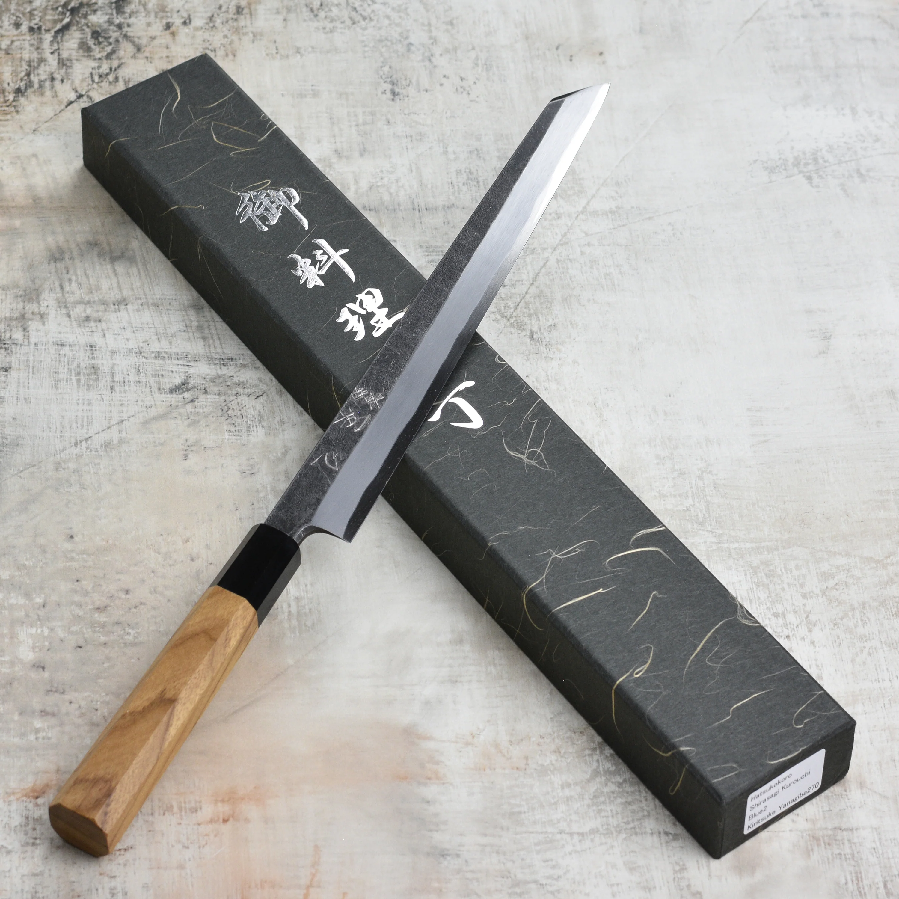 Hatsukokoro Shirasagi Aogami #2 Kurouchi Single-Bevel 10.6" Kiritsuke Yanagiba - Image 8