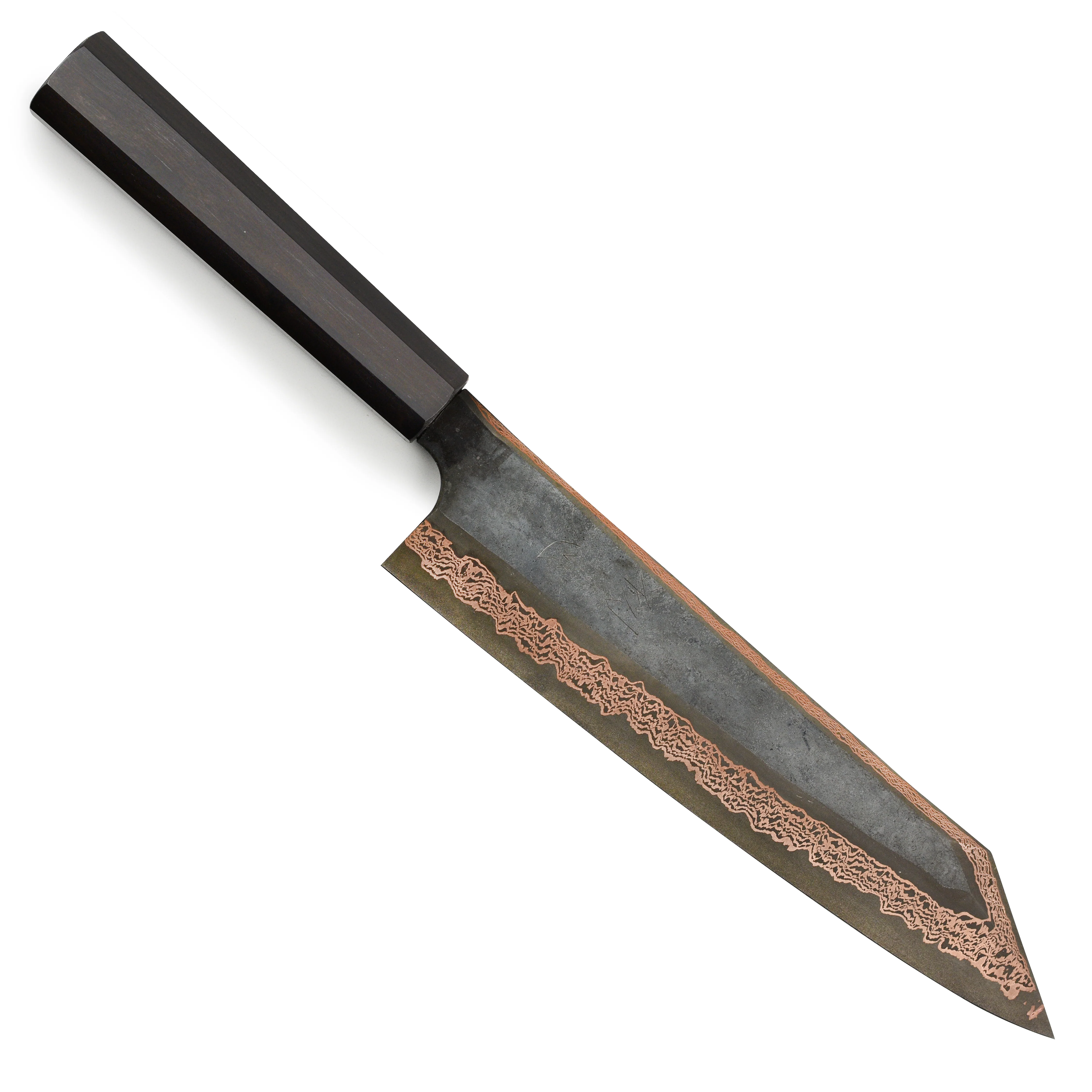 Hatsukokoro x Nigara Yorokobi SLD Kurouchi Copper Damascus 9.4" Kiritsuke - Image 5