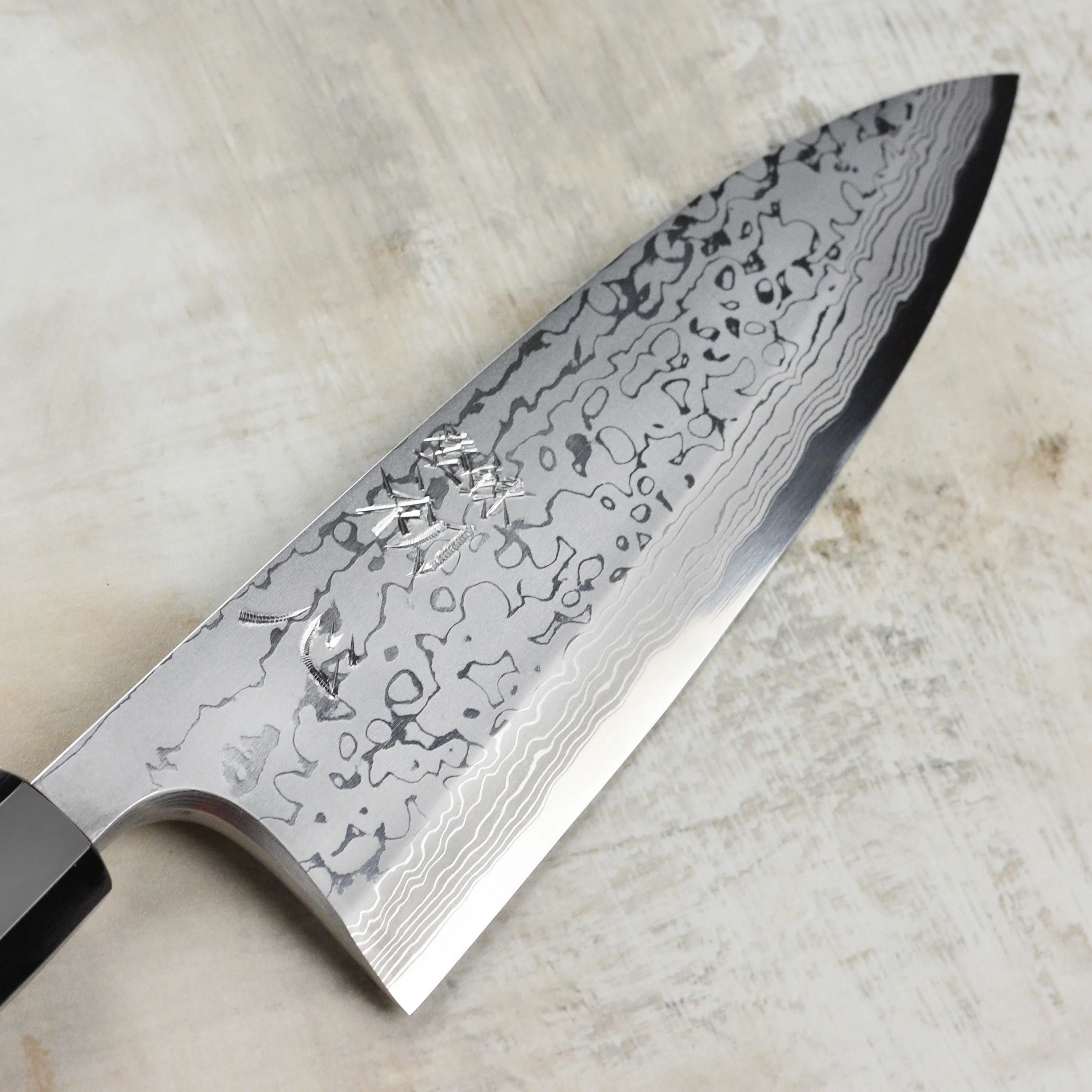 Hatsukokoro x Yauji Aogami #2 Damascus 7" Single Bevel Deba - Image 6