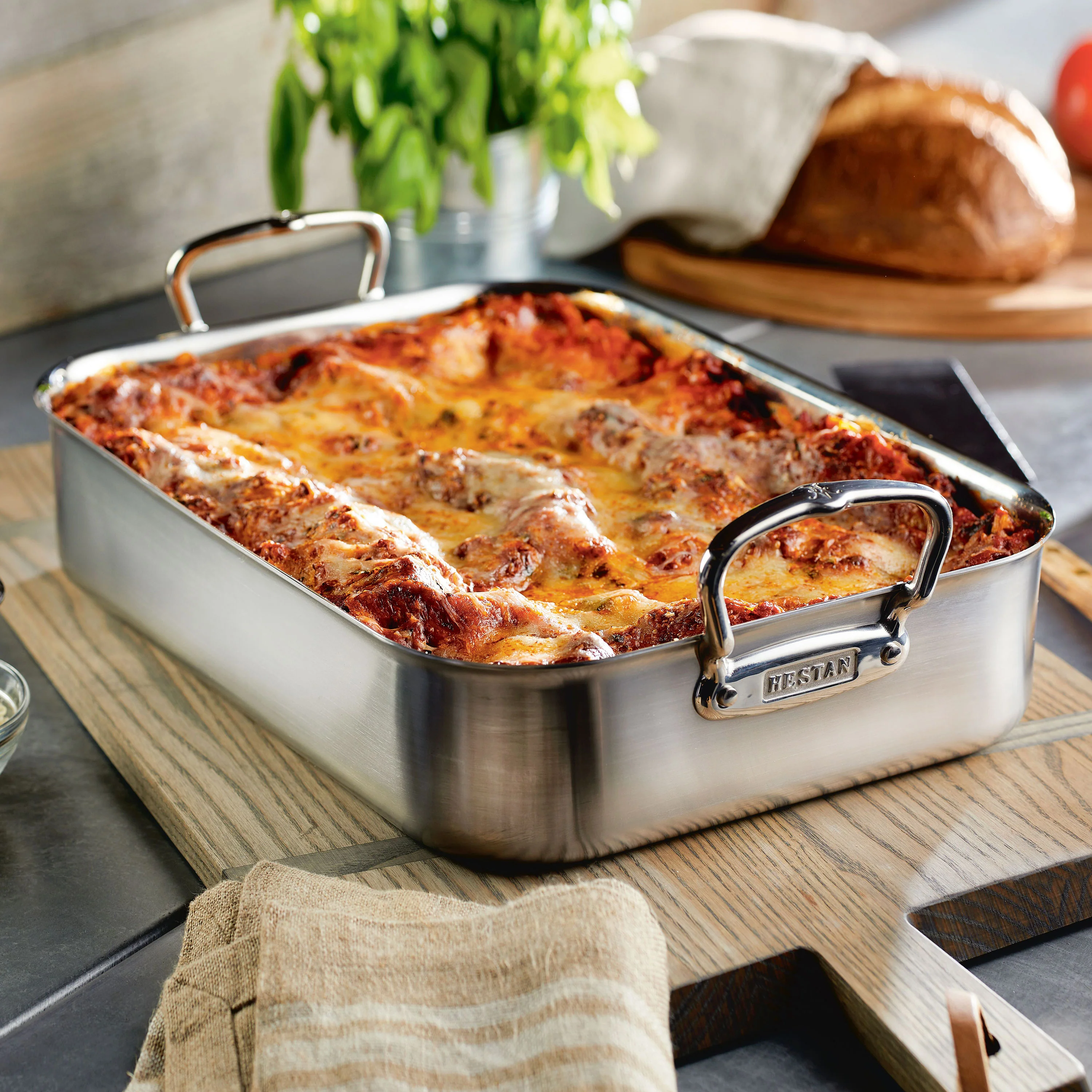 Hestan Tri-Ply Roasting Pan with Rack, 16.5x11.75" - Image 2