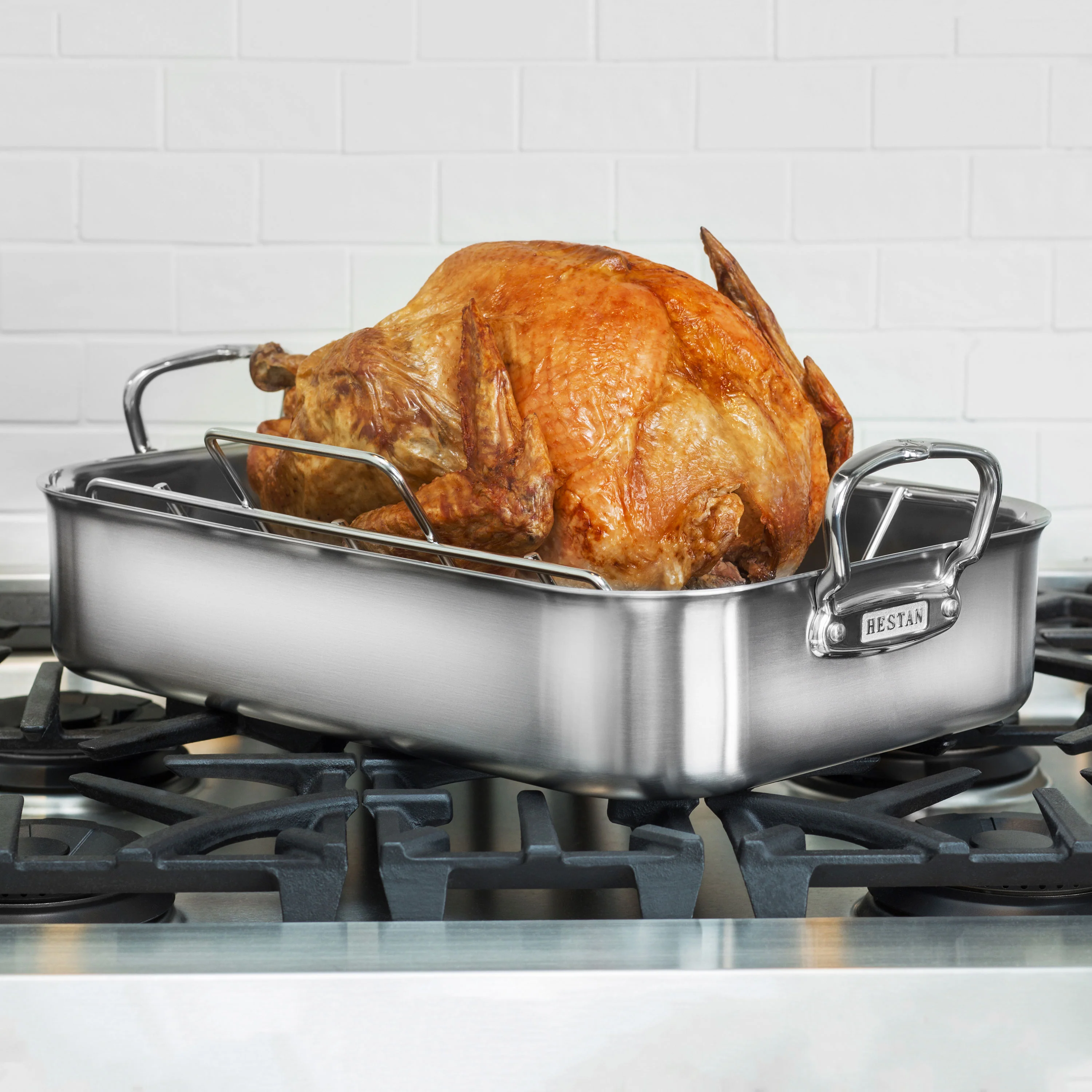 Hestan Tri-Ply Roasting Pan with Rack, 16.5x11.75" - Image 3