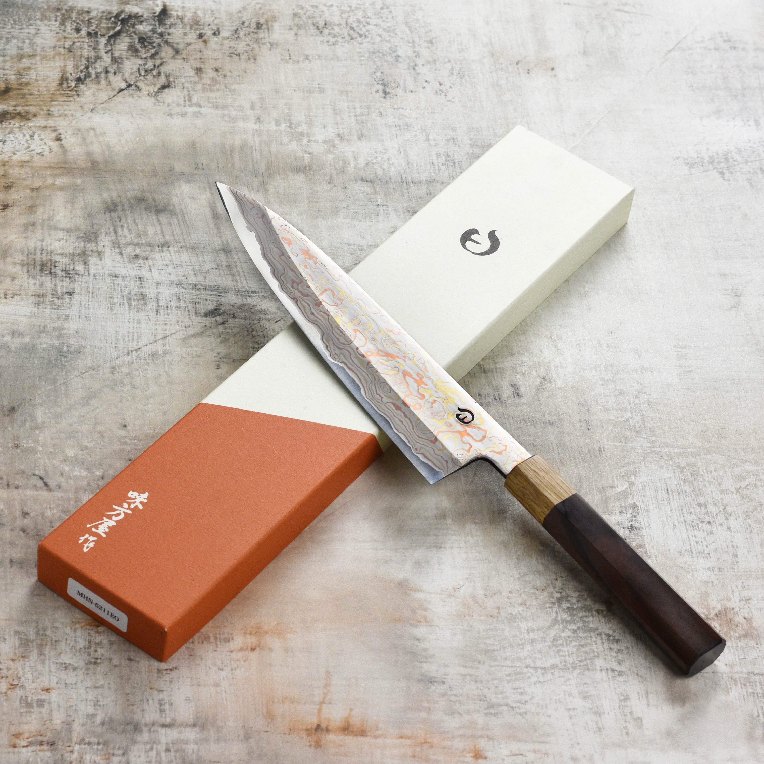 Hinoura Aogami #2 Colored Damascus 8.25" Gyuto - Image 7