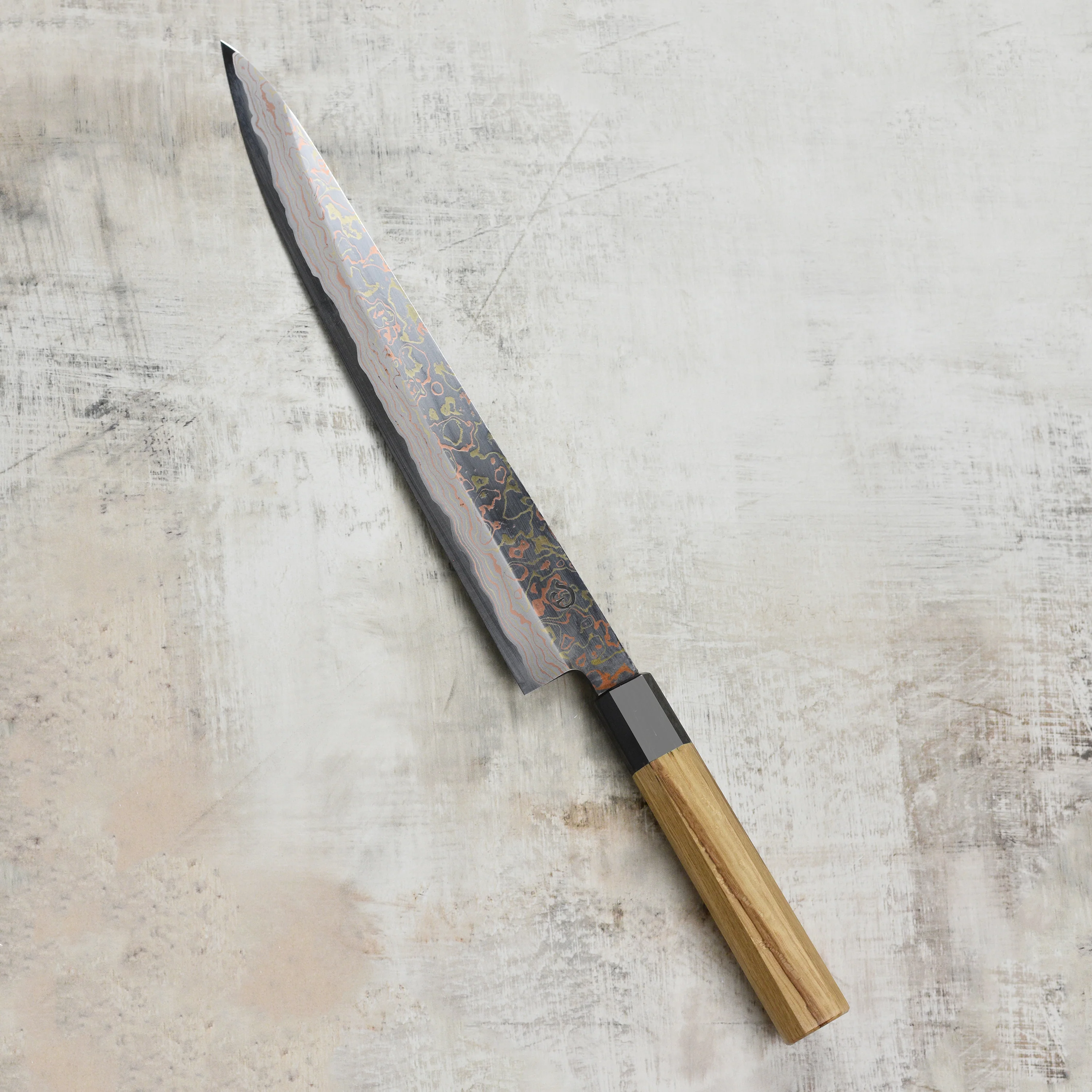 Hinoura Aogami #2 Colored Damascus 10.6" Sujihiki - Image 8