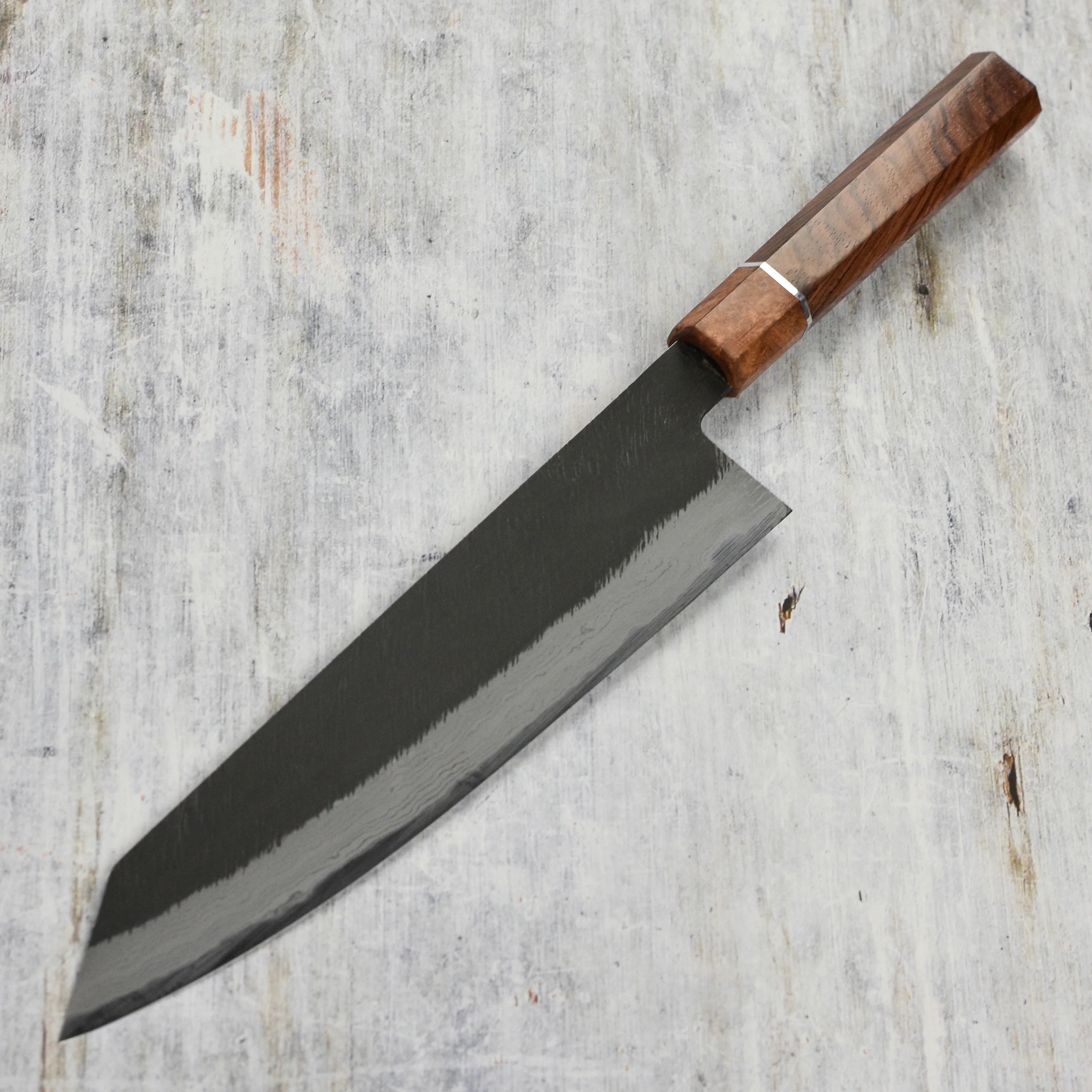 Hinoura Shirogami #2 Matsuba Damascus 9.4" Kiritsuke Gyuto - Image 6
