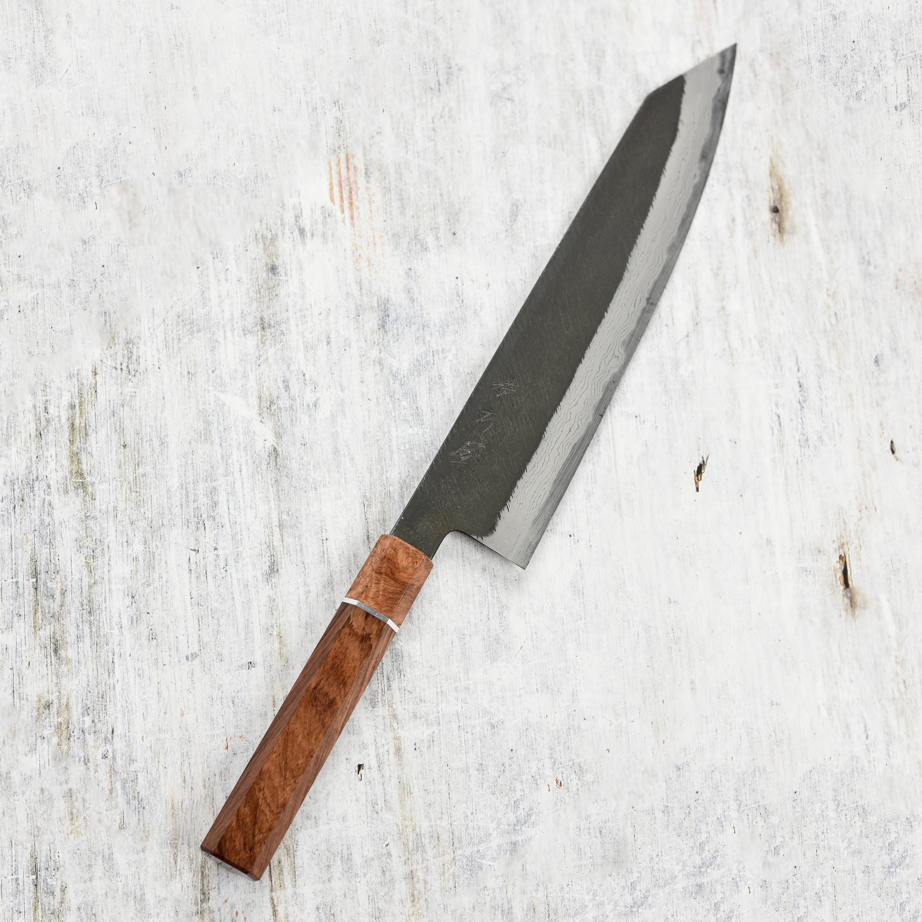Hinoura Shirogami #2 Matsuba Damascus 9.4" Kiritsuke Gyuto - Image 8