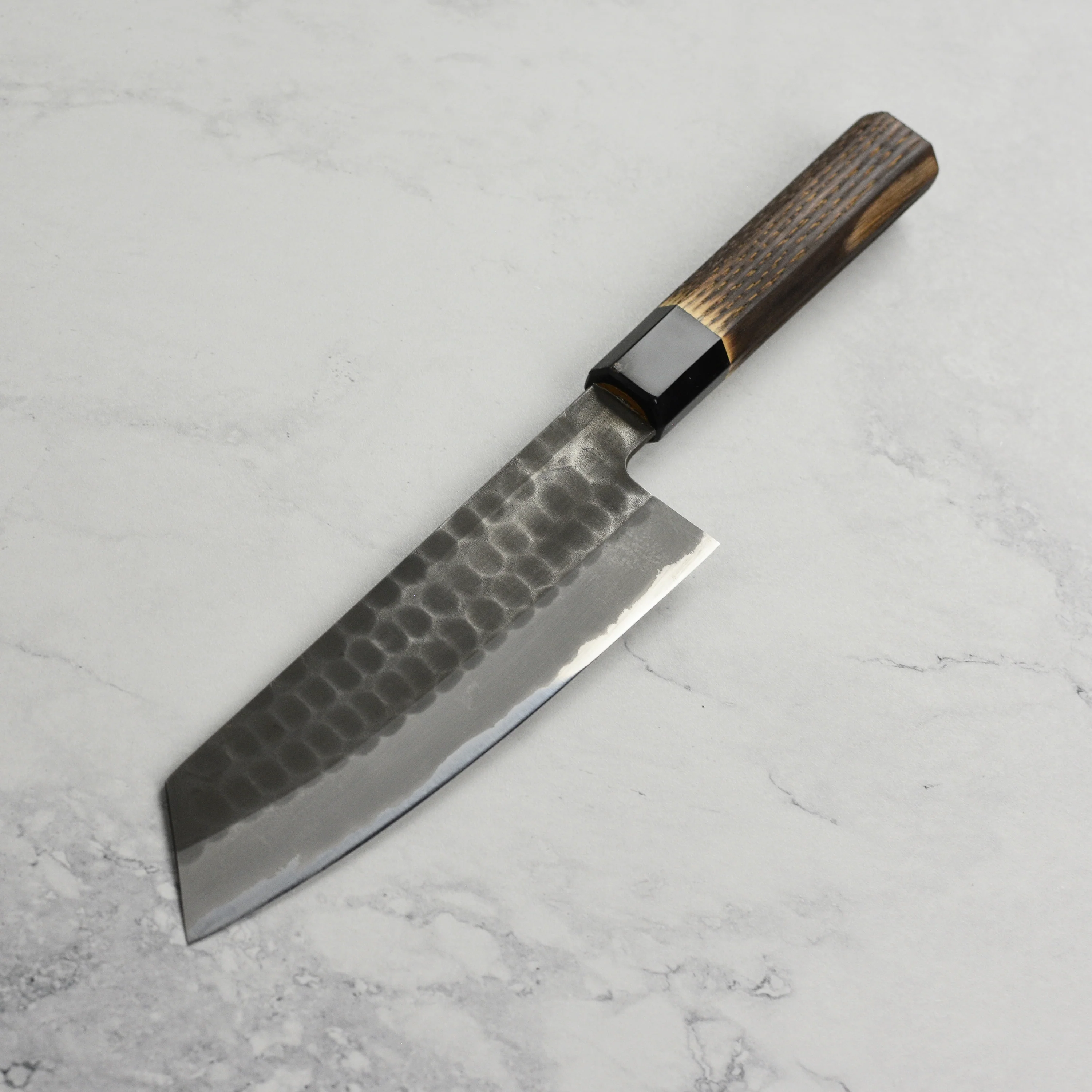 Hinoura Shirogami #2 Kurouchi Tsuchime 7" Bunka - Image 6