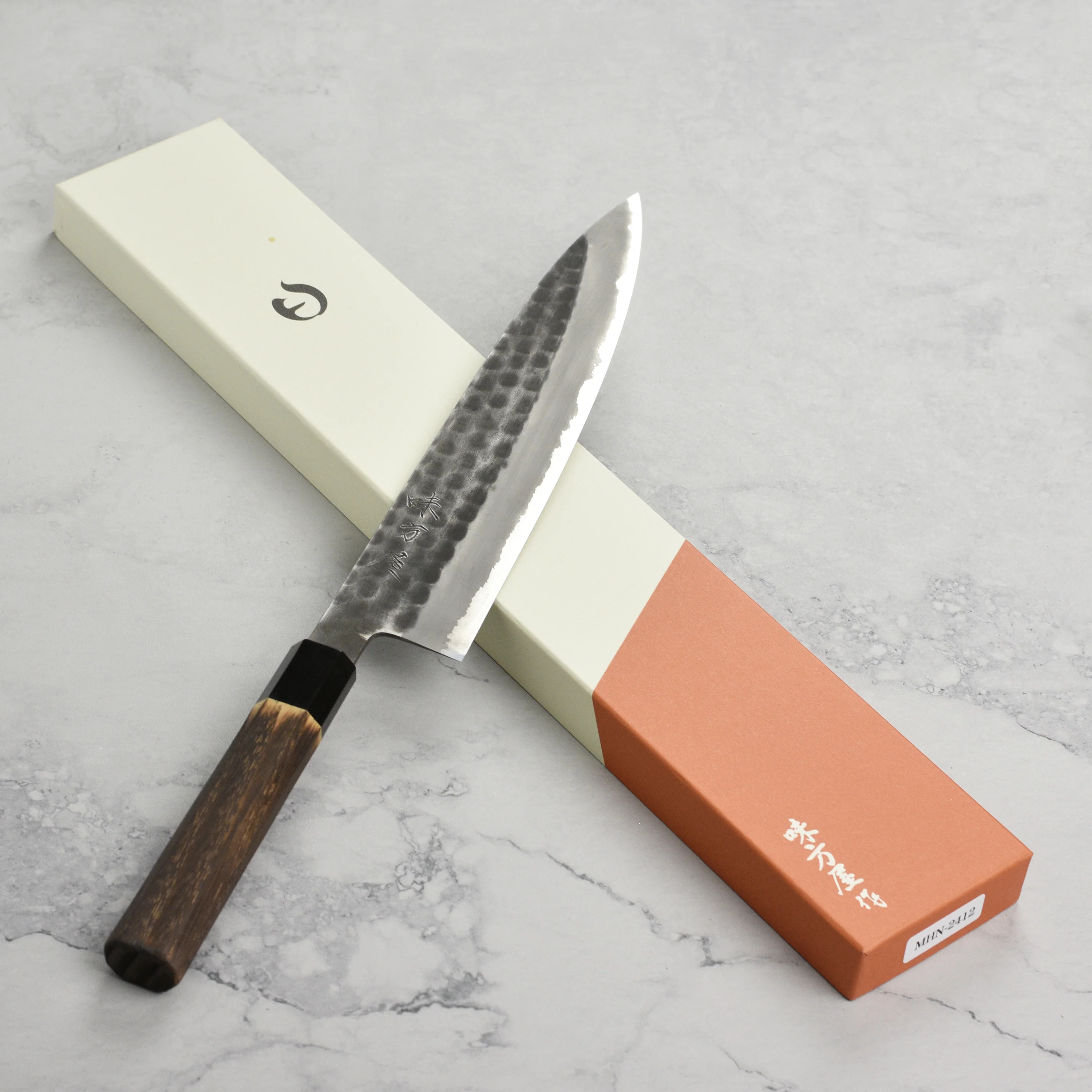 Hinoura Shirogami #2 Kurouchi Tsuchime 9.4" Gyuto - Image 6