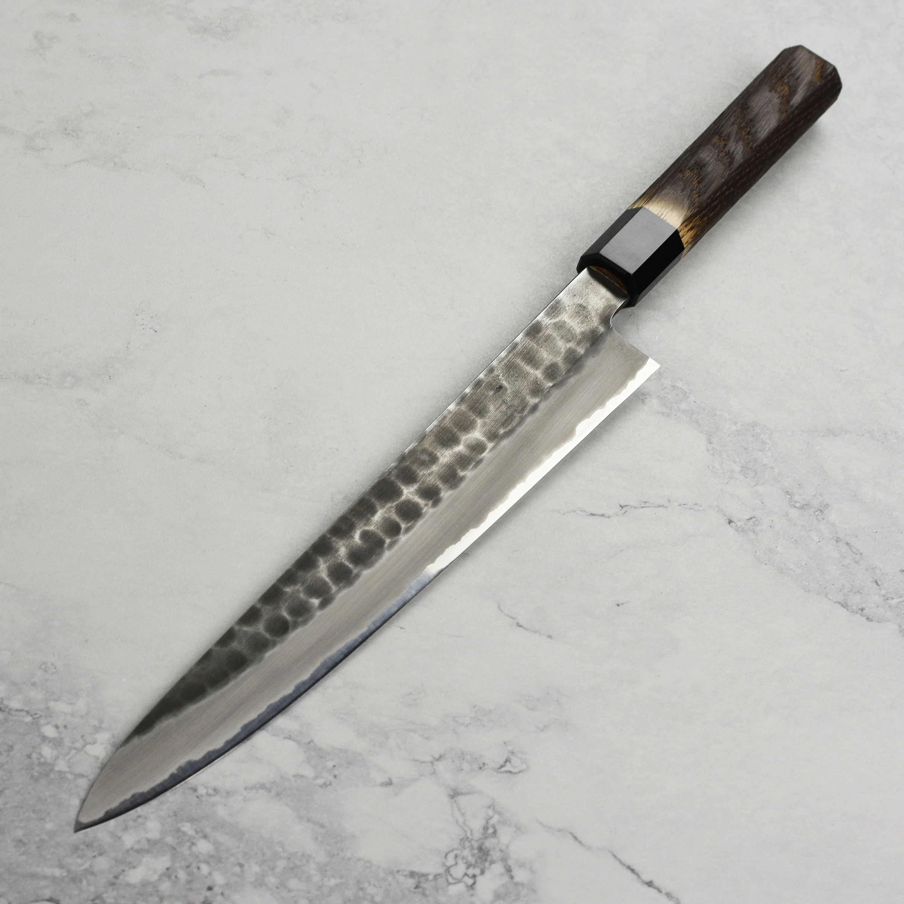 Hinoura Shirogami #2 Kurouchi Tsuchime 10.6" Sujihiki - Image 4