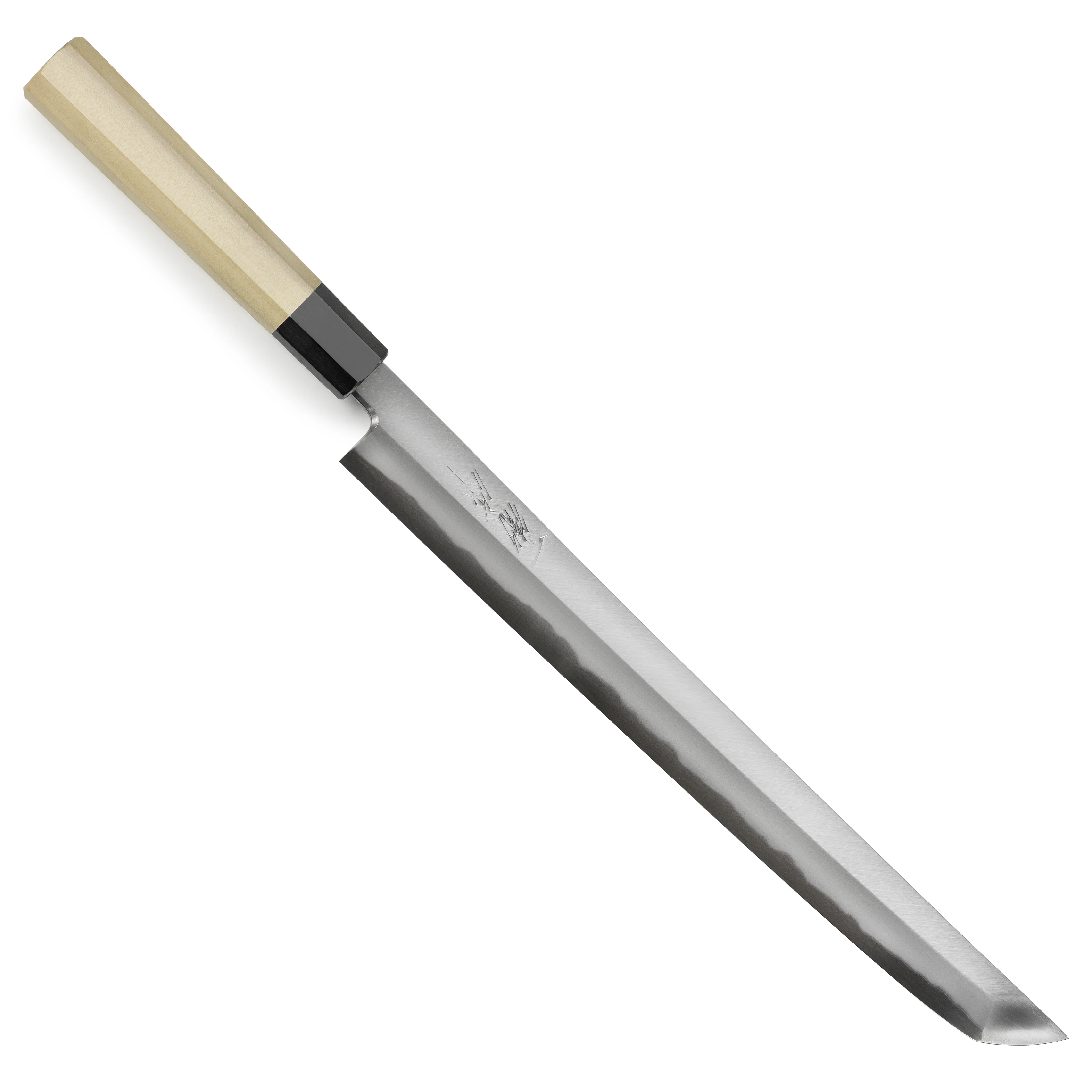 Ittetsu x Tanaka Shirogami #2 Single Bevel 13" Sakimaru Takohiki with Saya - Image 11