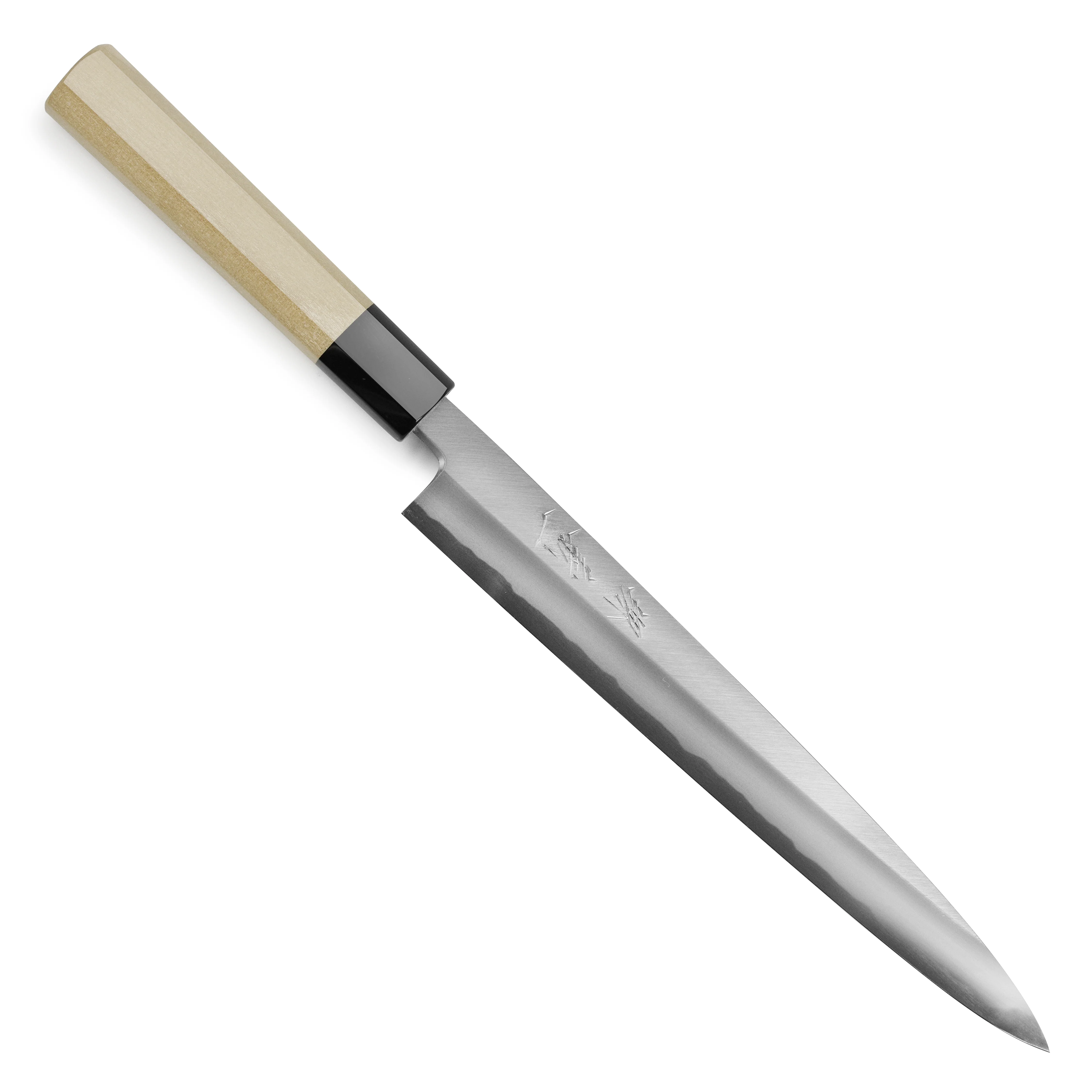 Ittetsu x Tanaka Shirogami #2 9.4" Hon-Kasumi Single Bevel Yanagiba with Saya - Image 5