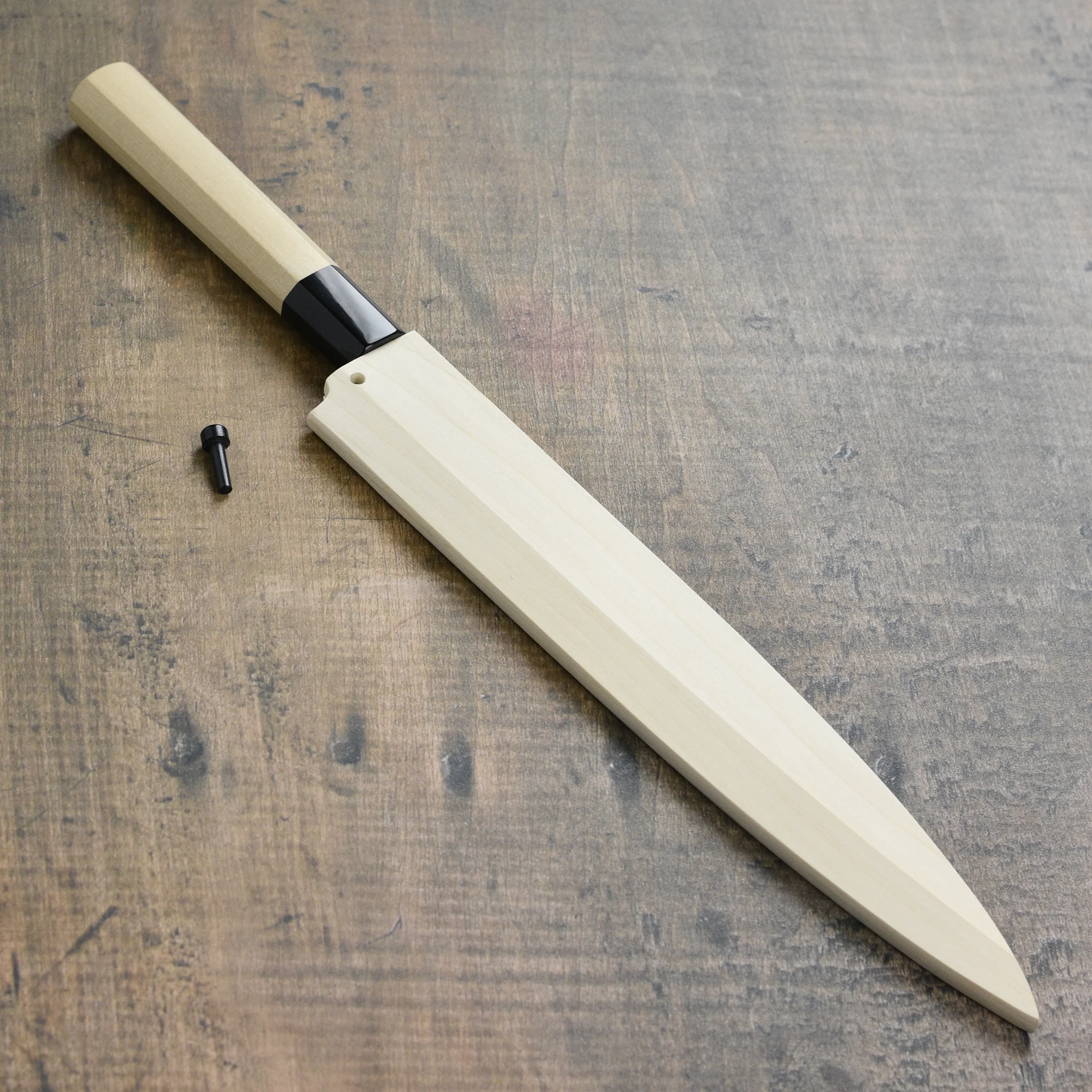 Ittetsu x Tanaka Shirogami #2 9.4" Hon-Kasumi Single Bevel Yanagiba with Saya - Image 7