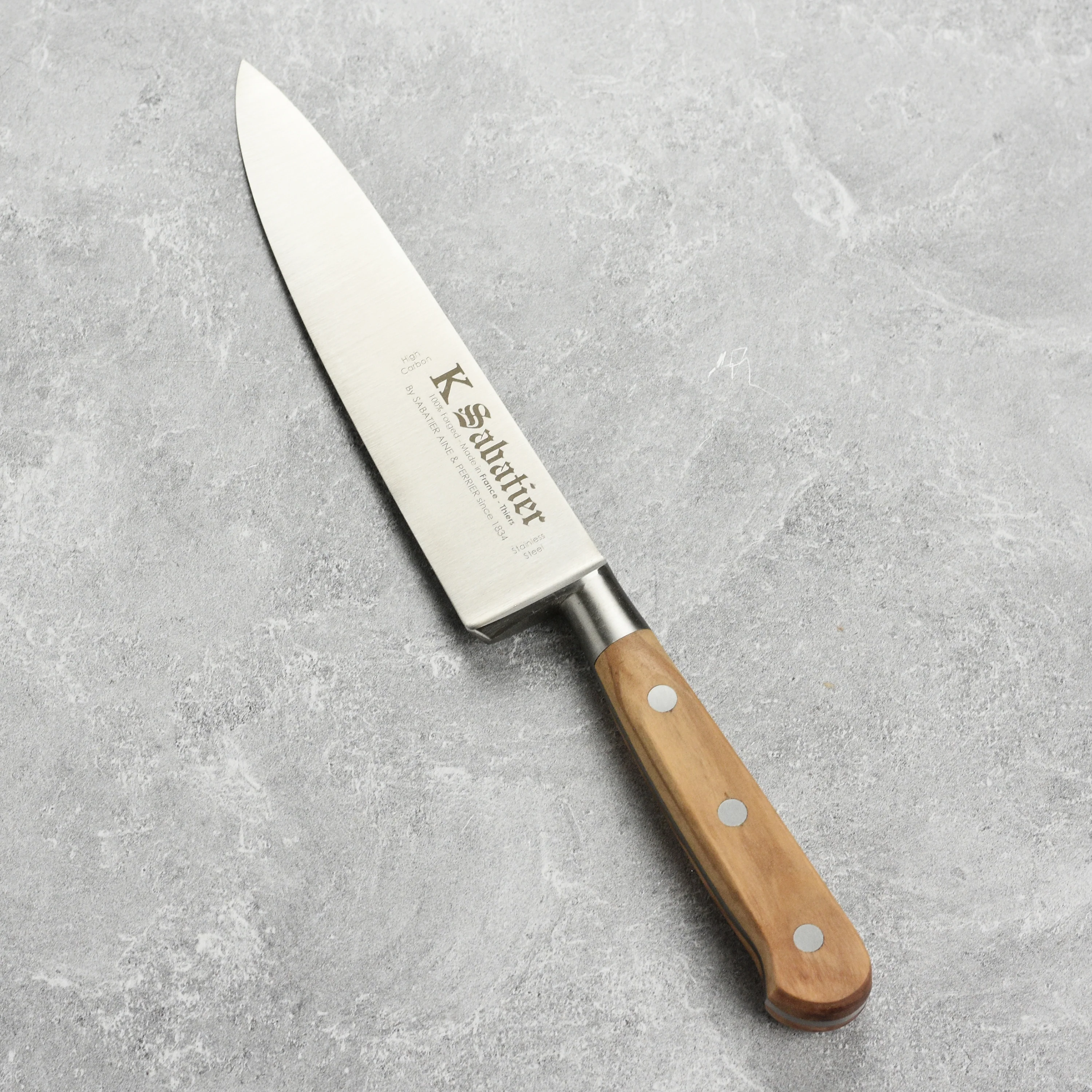 K Sabatier Olive Wood 6" Chef's Knife - Image 6