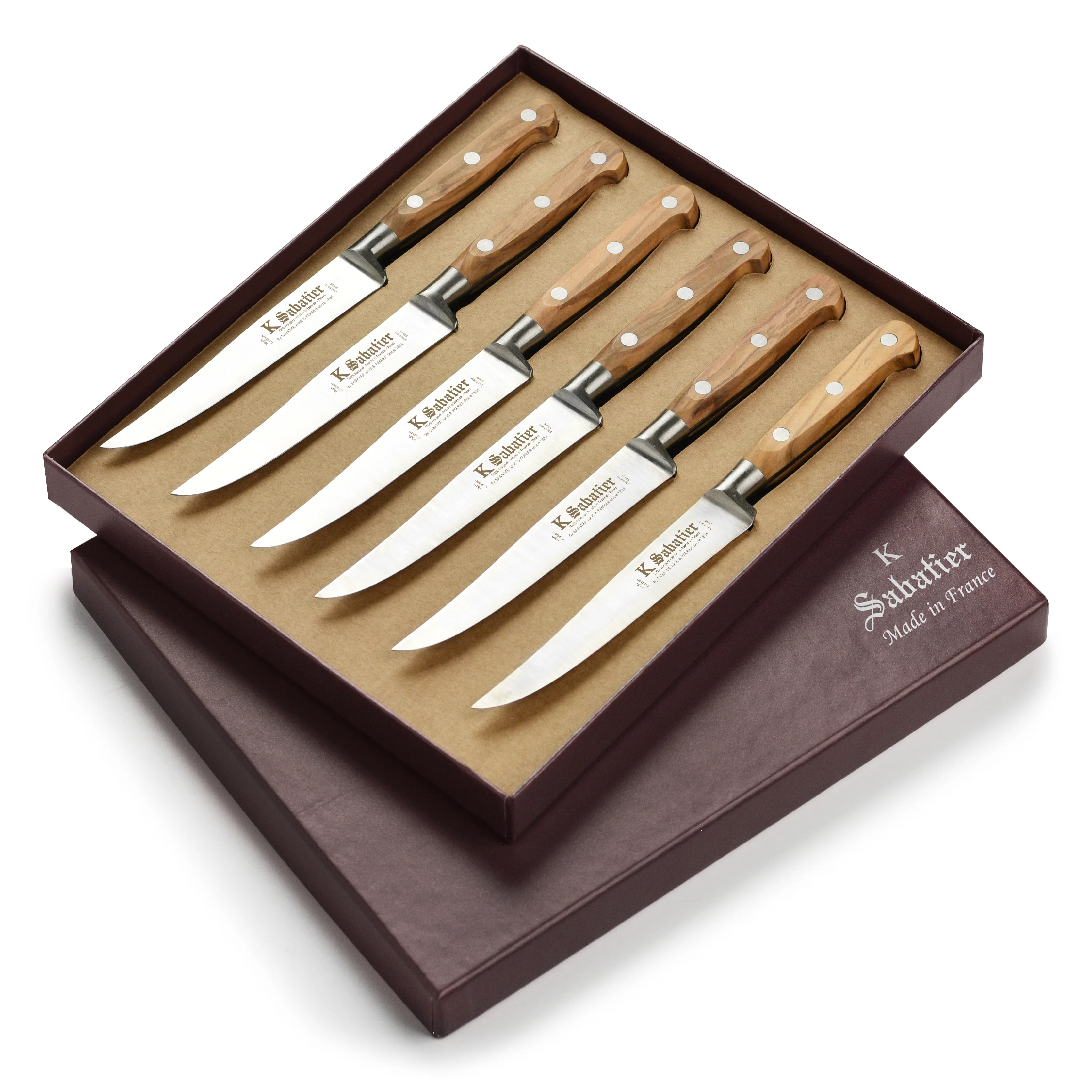 K Sabatier Olive Wood 6 Piece Steak Knife Set - Image 4