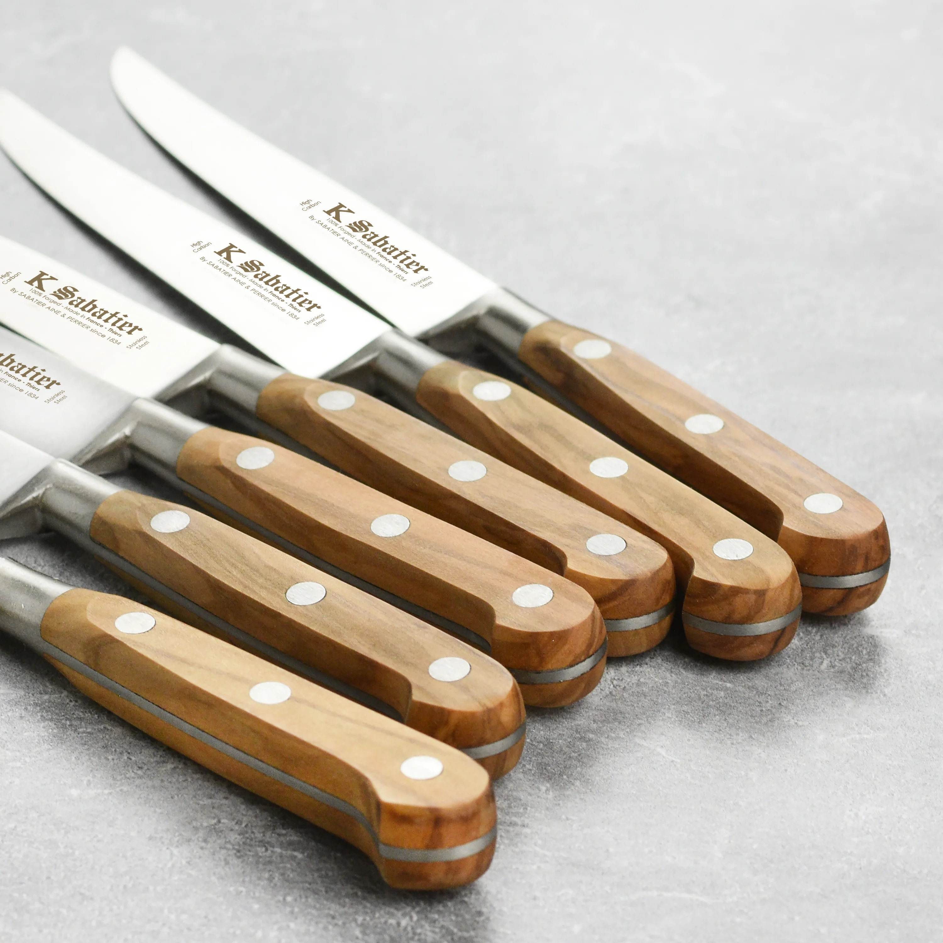 K Sabatier Olive Wood 6 Piece Steak Knife Set - Image 5