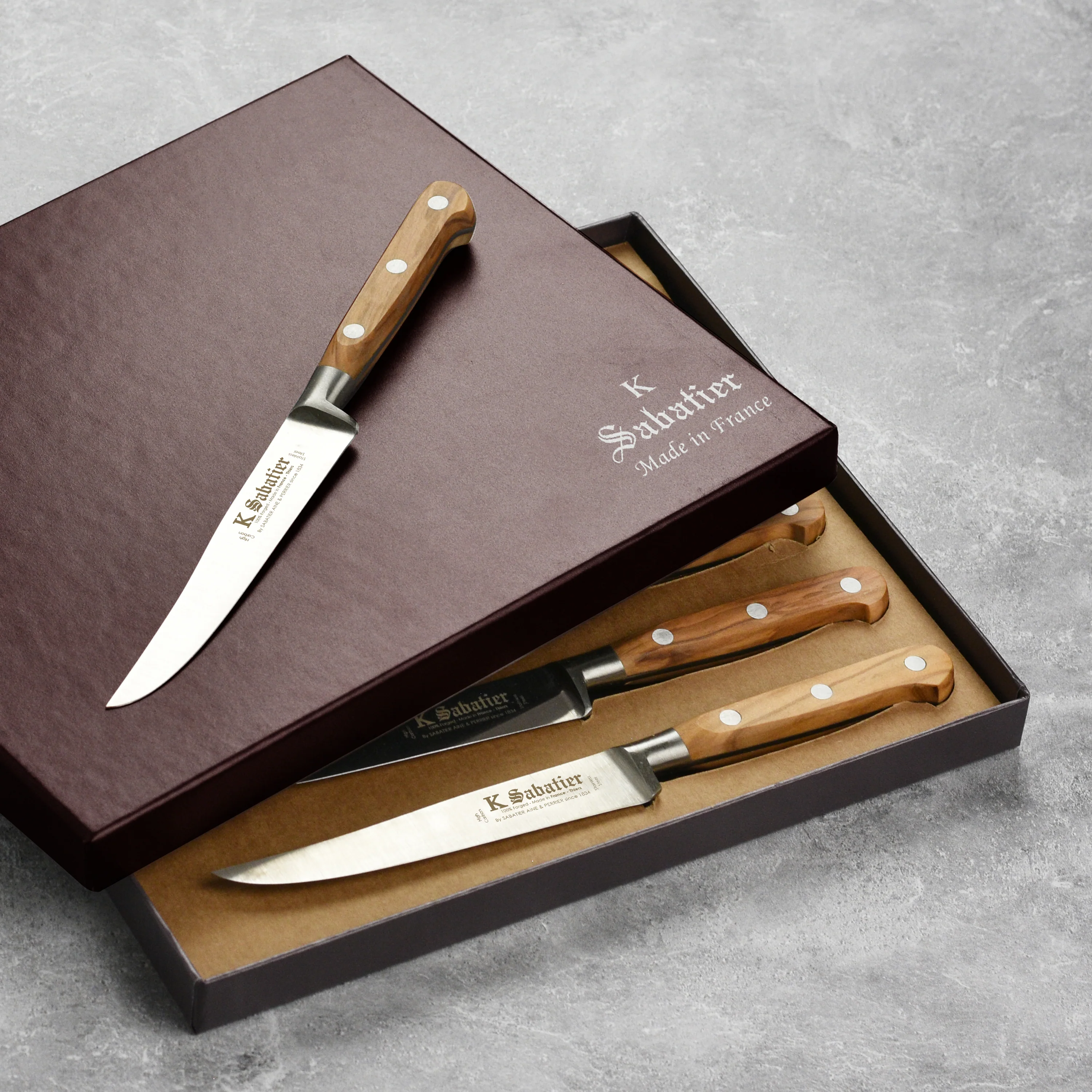 K Sabatier Olive Wood 6 Piece Steak Knife Set - Image 6