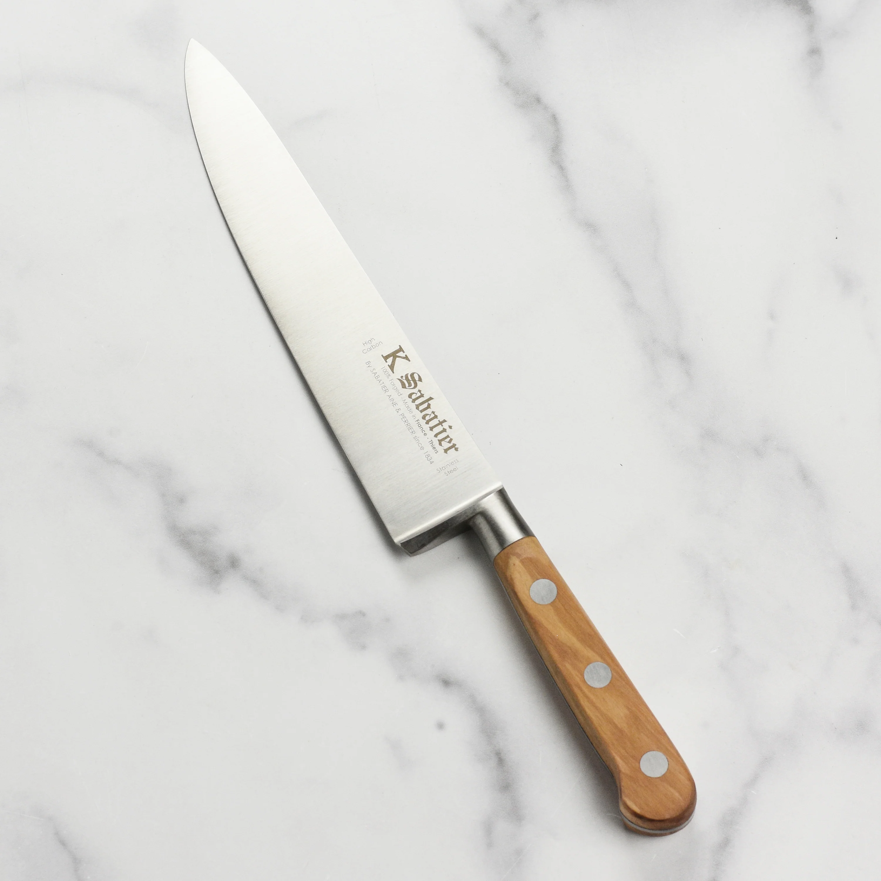 K Sabatier Olive Wood 8" Chef's Knife - Image 6