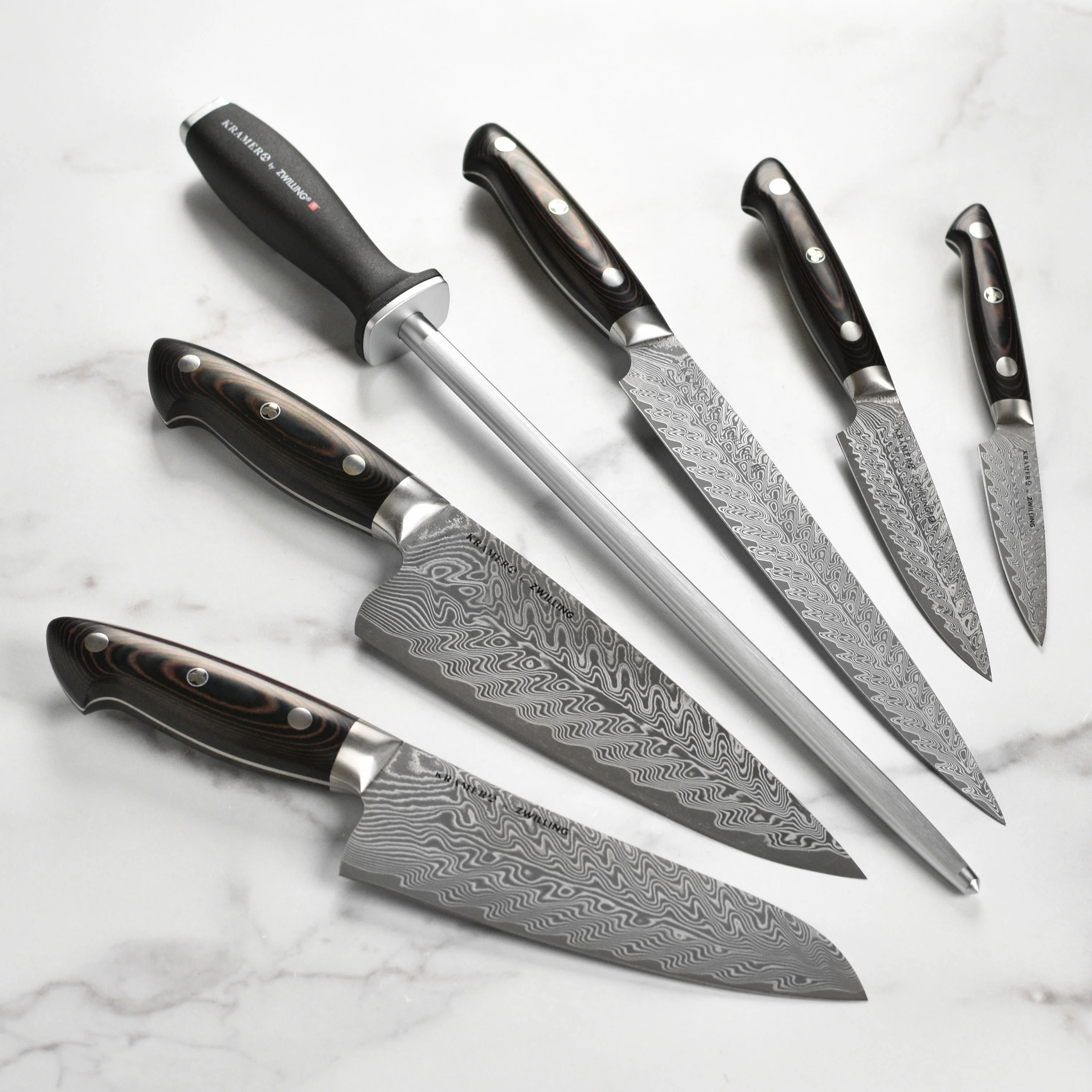 Kramer Stainless Damascus 7 Piece Magnetic Easel Knife Block Set - Image 2