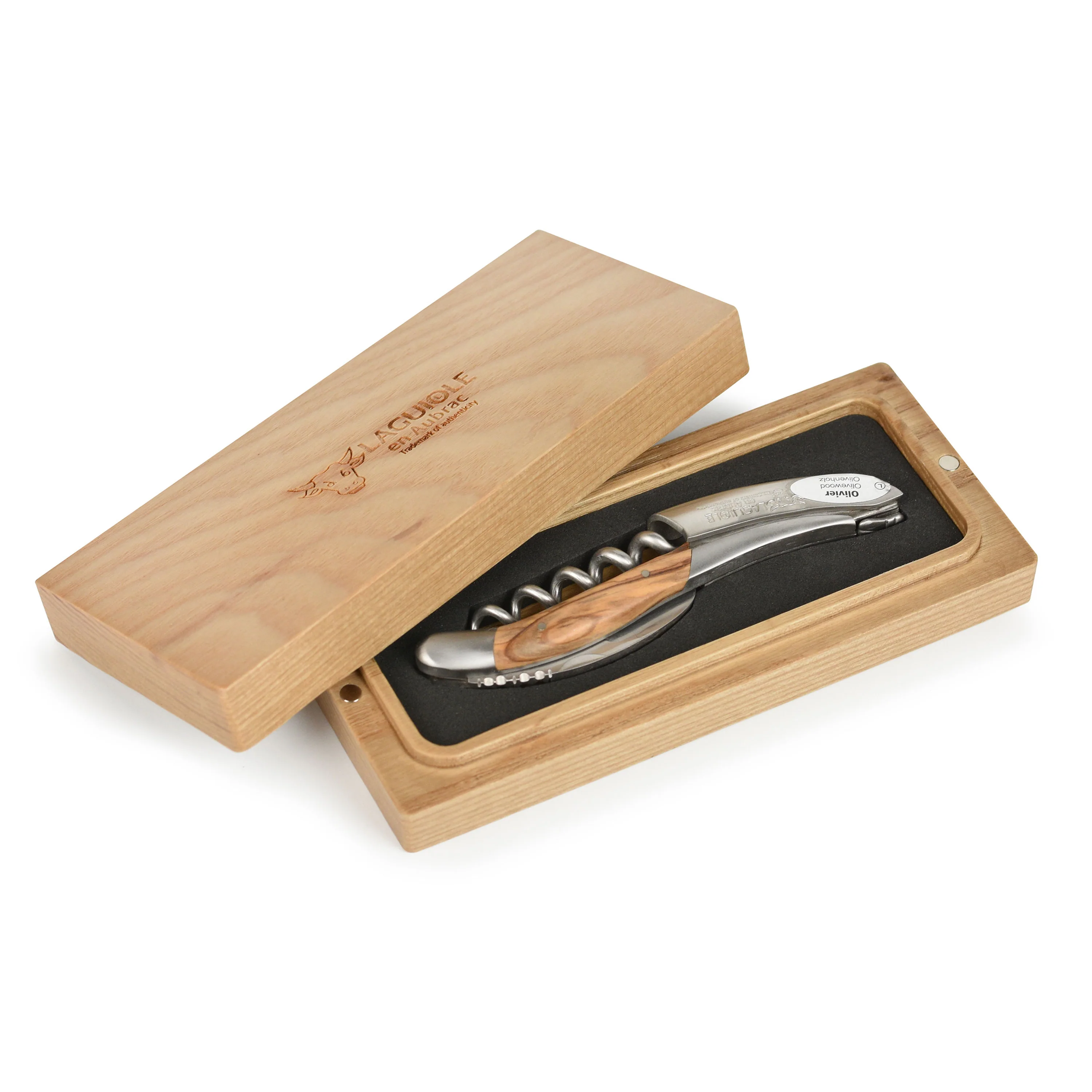 Laguiole en Aubrac Sommelier Stainless Steel Corkscrew with Olive Wood Handle - Image 7