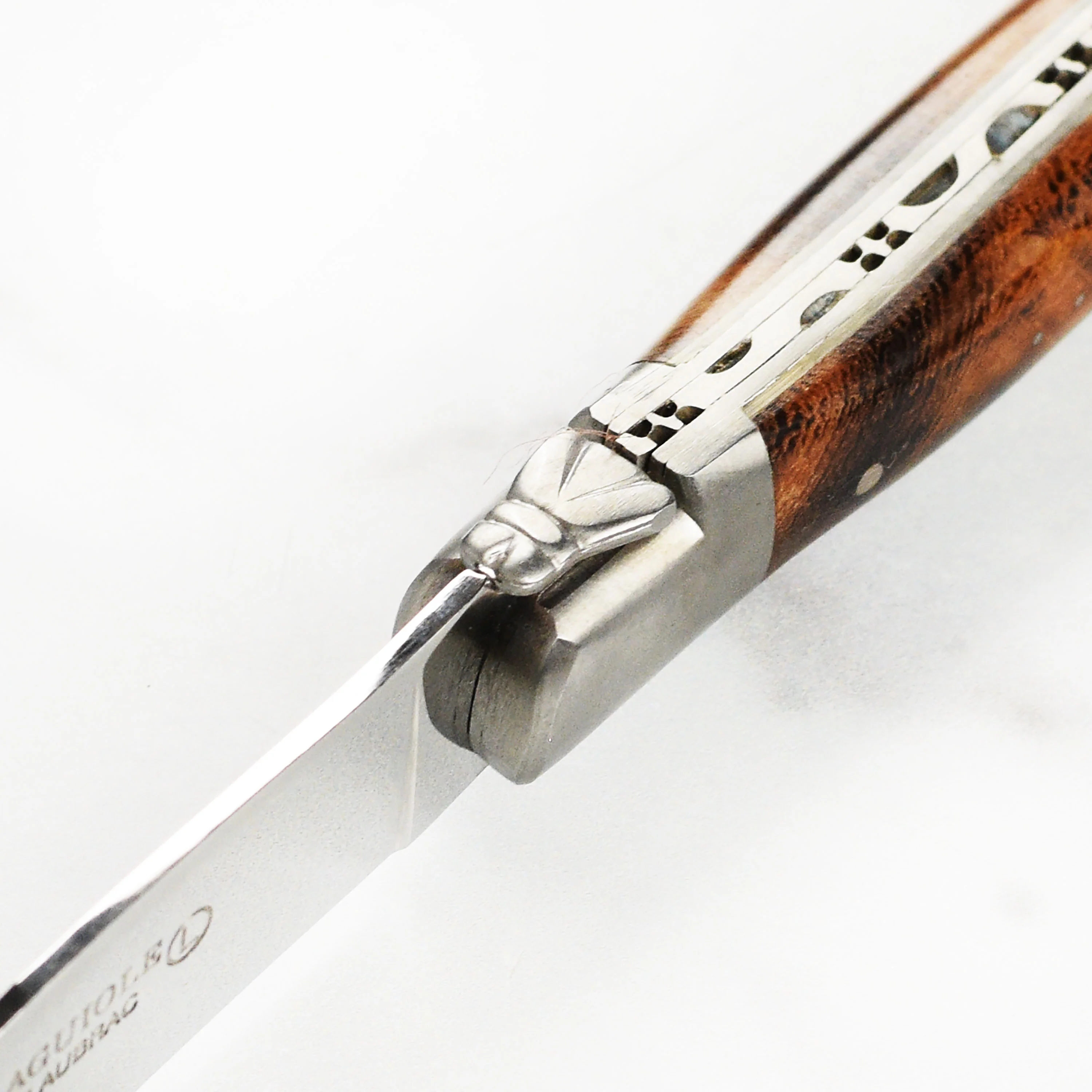 Laguiole en Aubrac 6 Piece Stainless Steel Steak Knife Set with Desert Iron Wood Burl Handles - Image 6