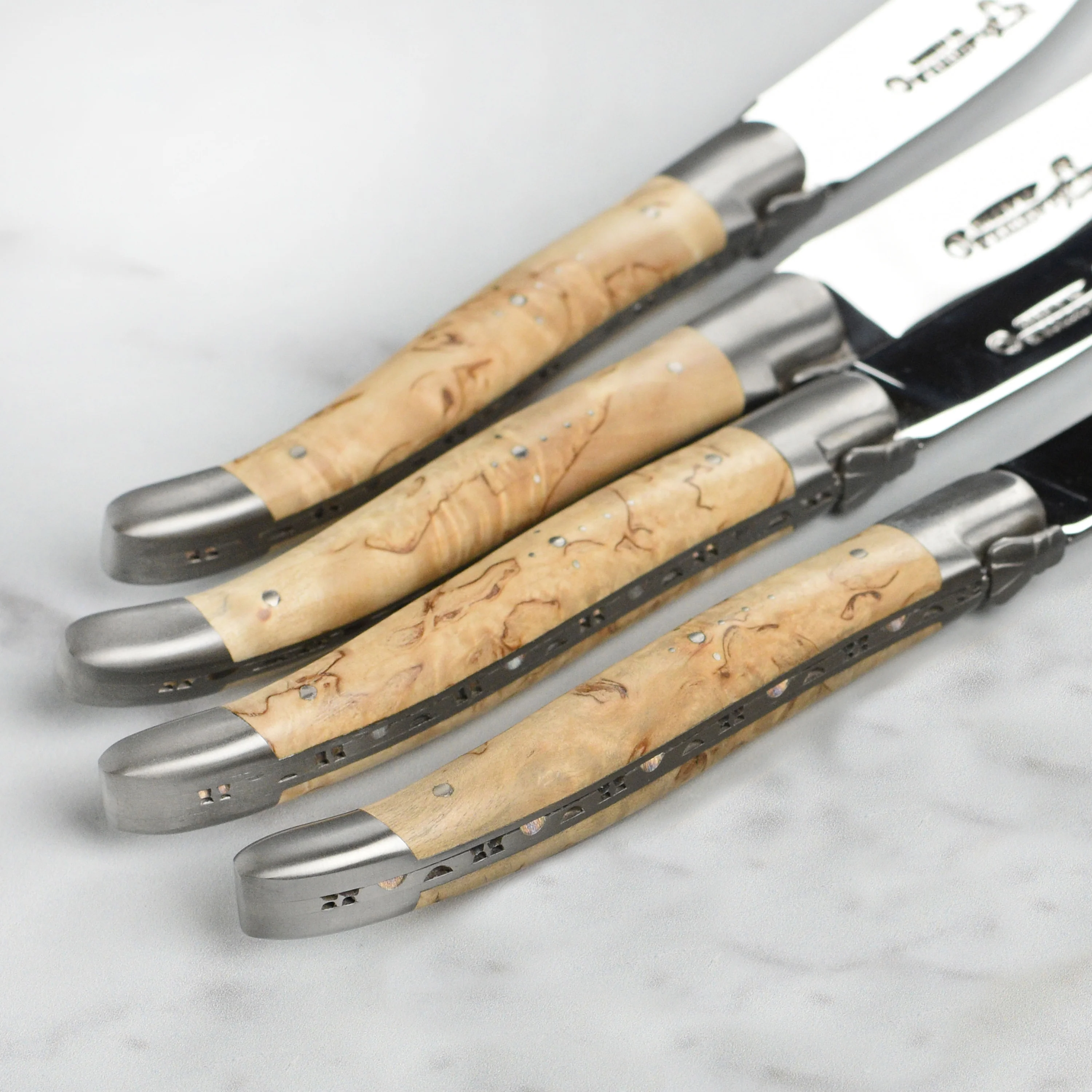 Laguiole en Aubrac 4 Piece Stainless Steel Steak Knife Set with Birchwood Handles - Image 5