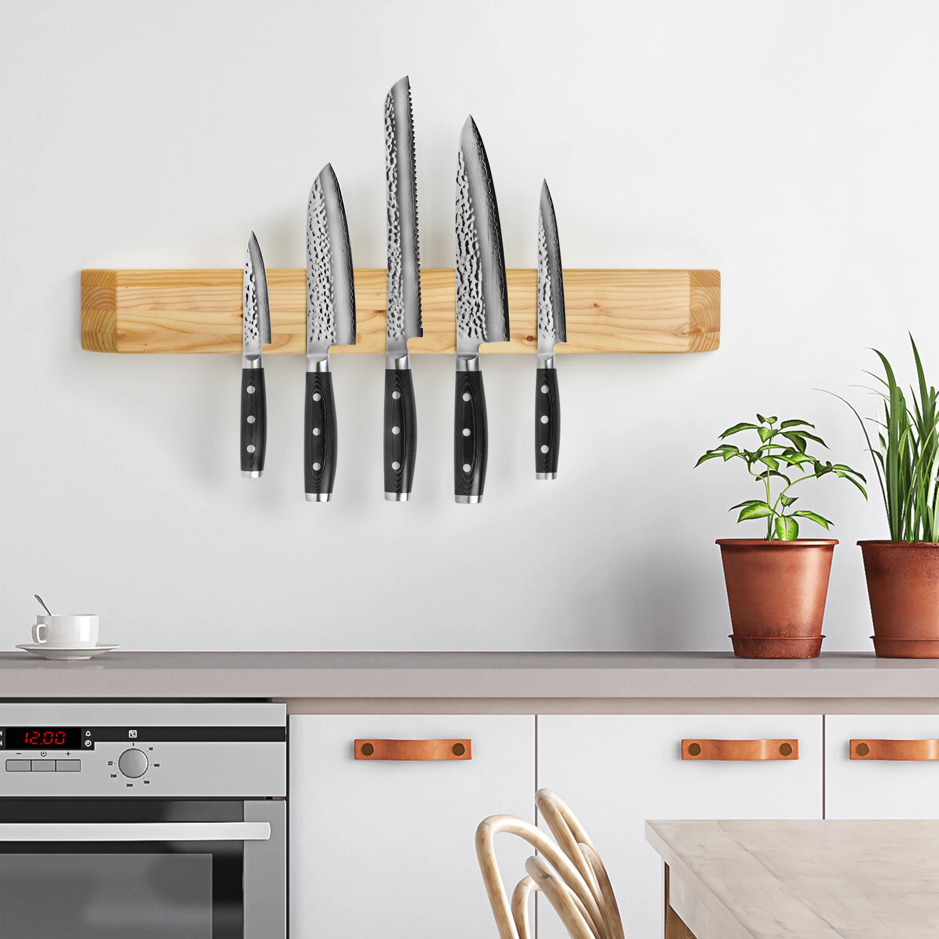Larch Wood Wall-Mount Magnetic Knife Holder, 22.5" - Image 2