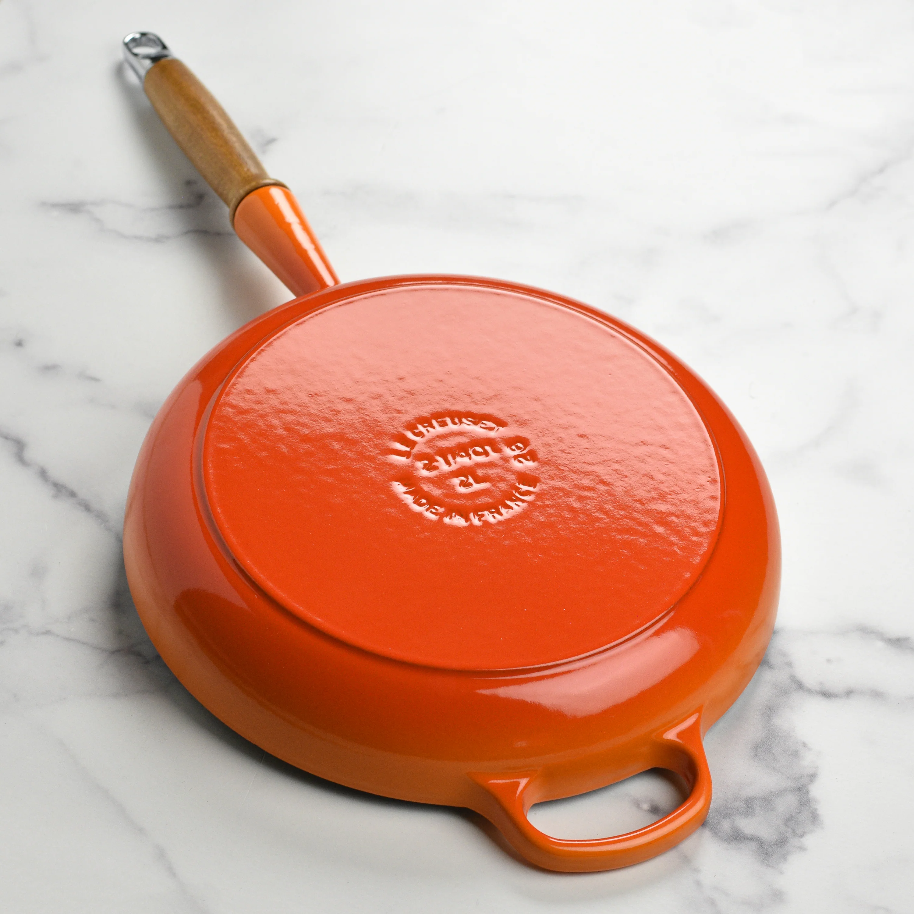 Le Creuset Cast Iron 10.25" Flame Fry Pan with Wood Handle - Image 3